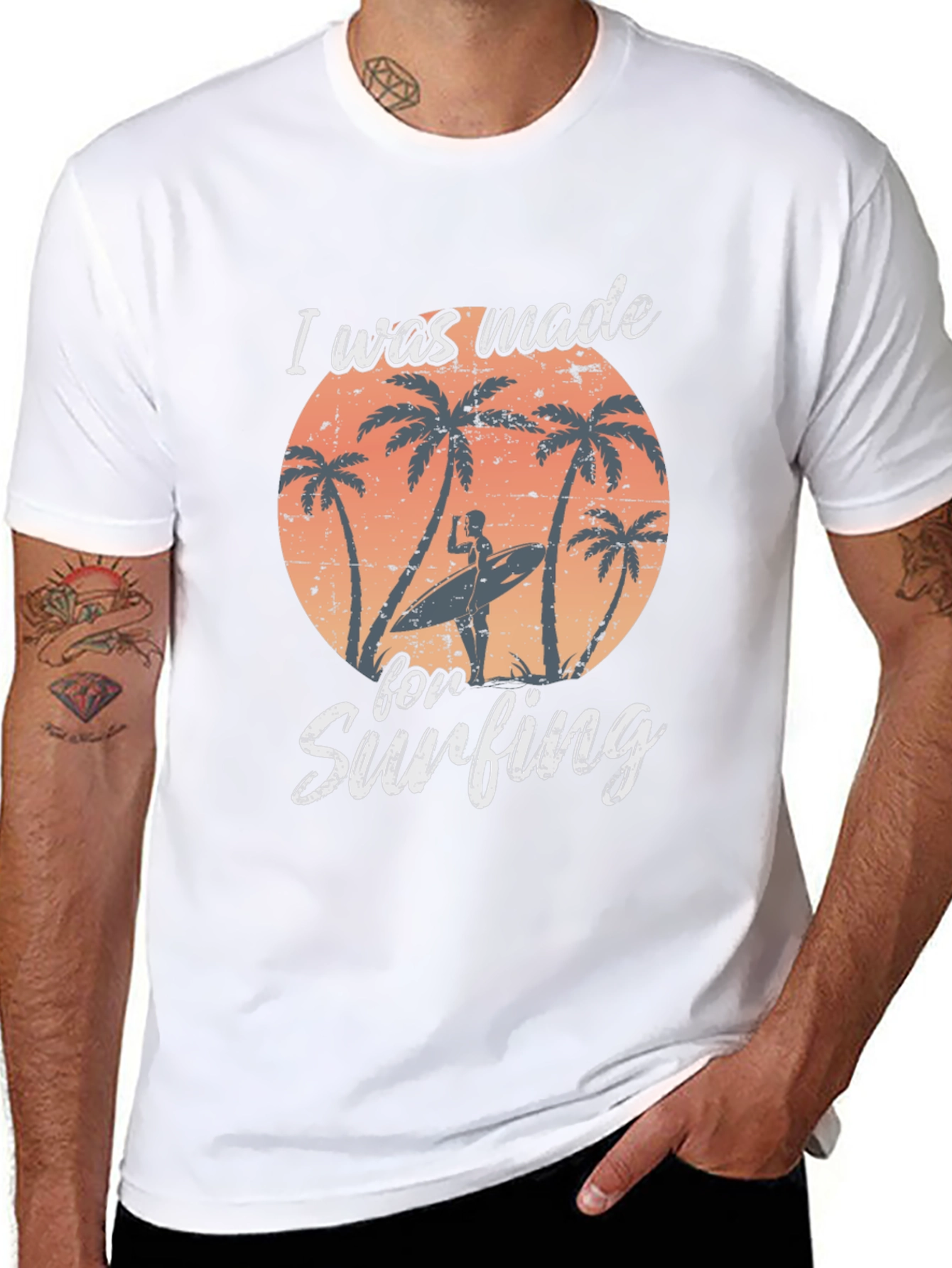 I Was Made For Surfing Black T-Shirt
