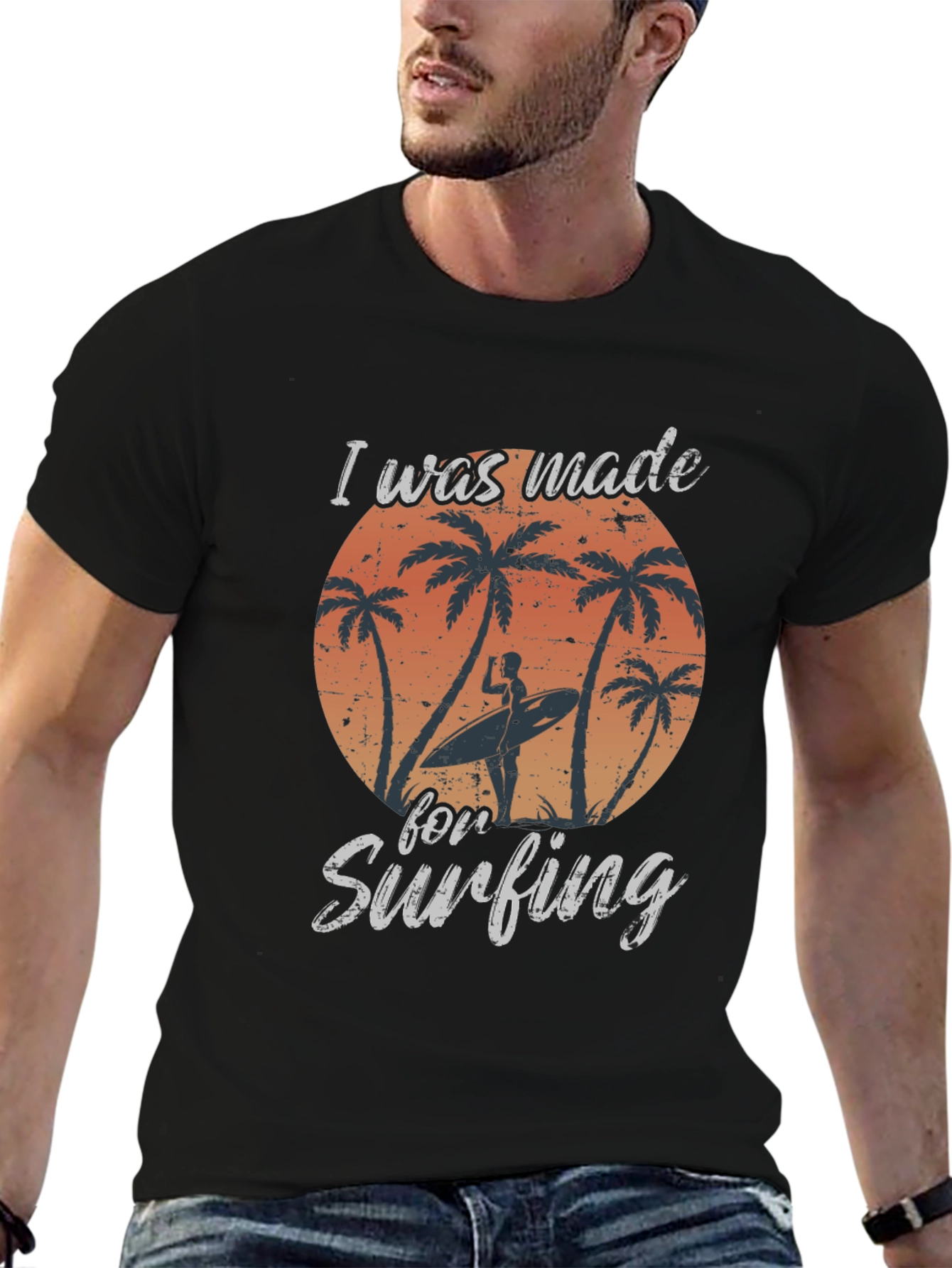 I Was Made For Surfing Black T-Shirt