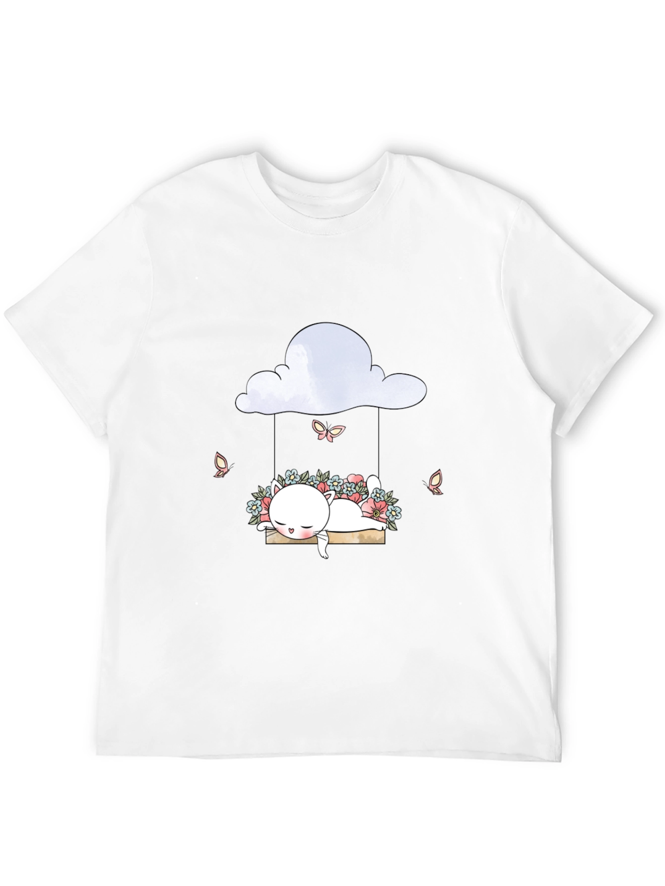 Cute Cat on Cloud Swing Graphic Tee