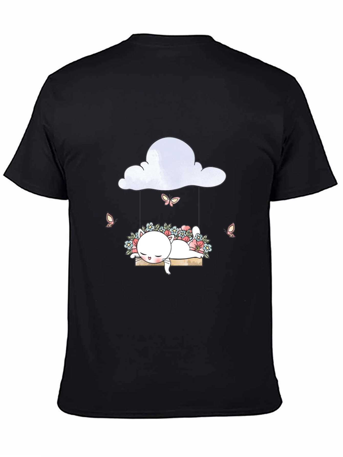 Cute Cat on Cloud Swing Graphic Tee