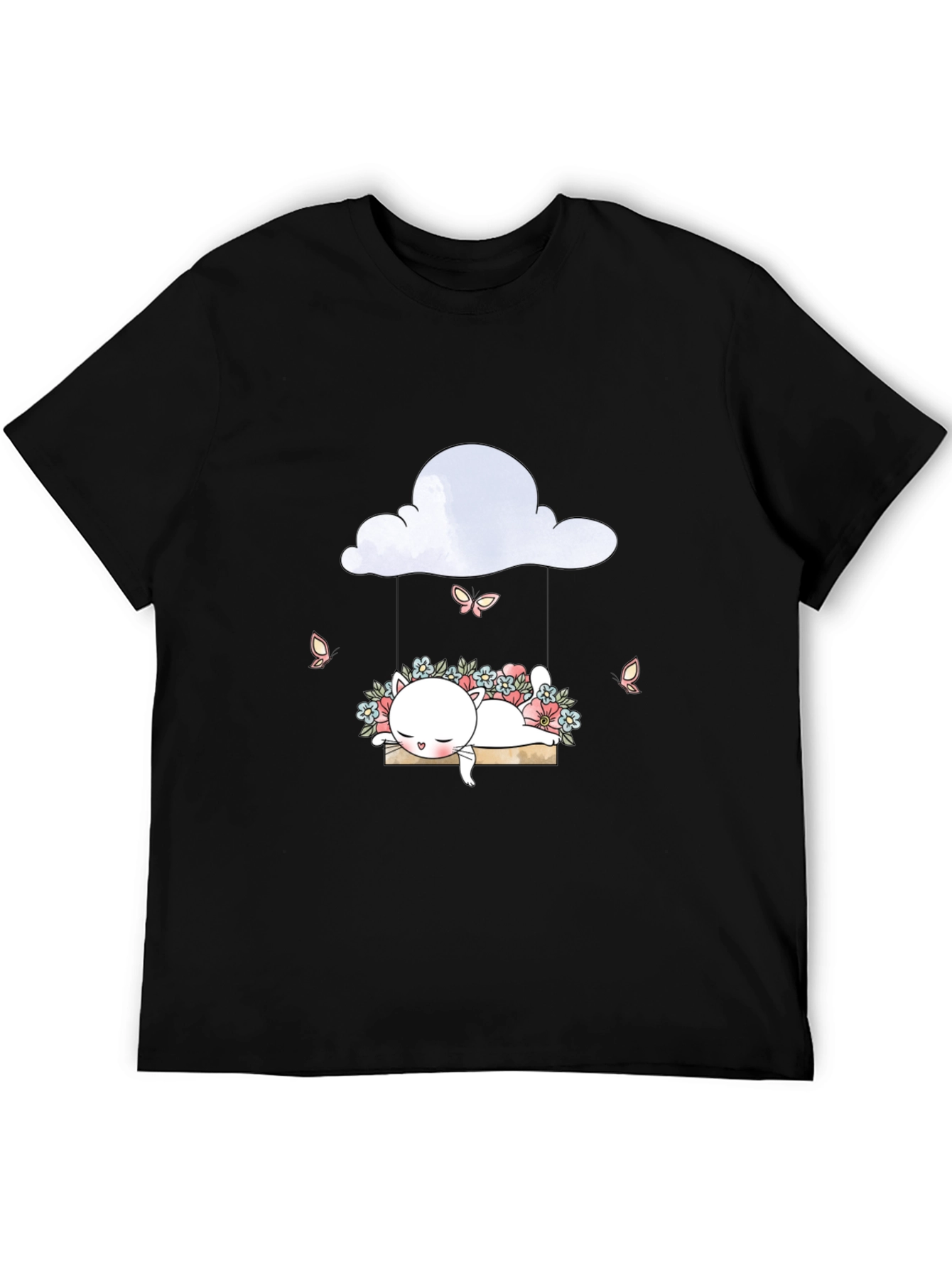 Cute Cat on Cloud Swing Graphic Tee