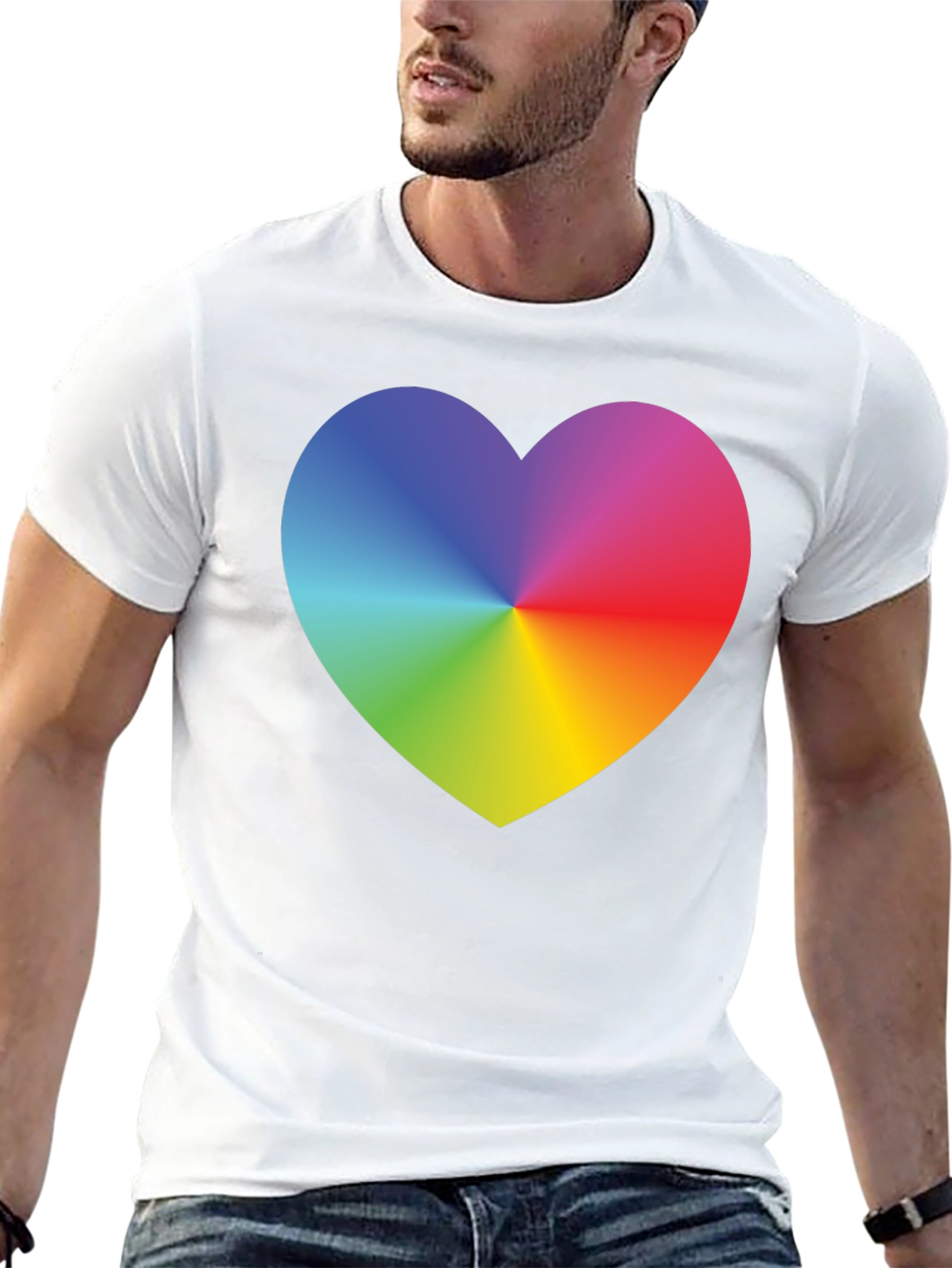 Rainbow Heart Graphic Tee - Mens Black T-Shirt
