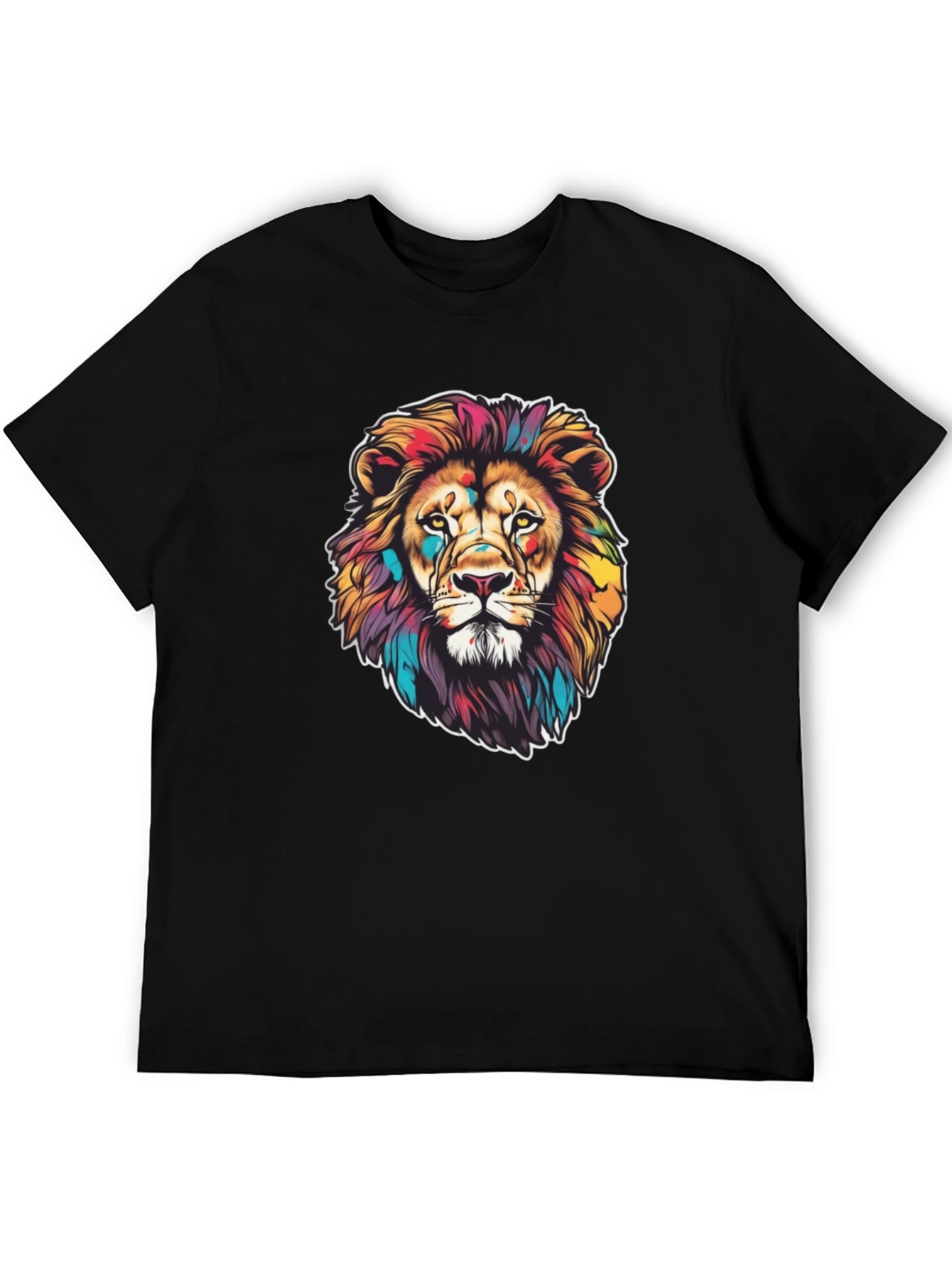 Vibrant Lion Graphic Black T-Shirt