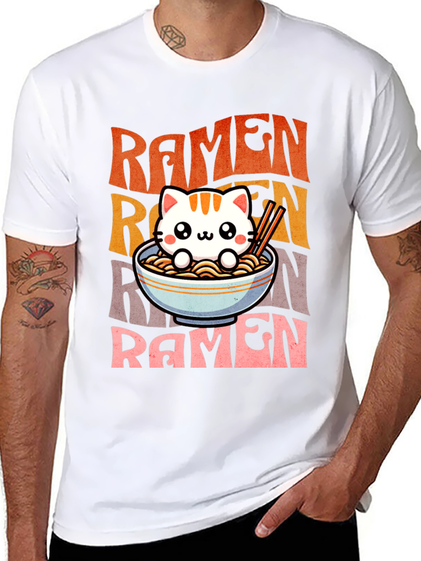 Cute Ramen Cat Graphic Tee - Unisex