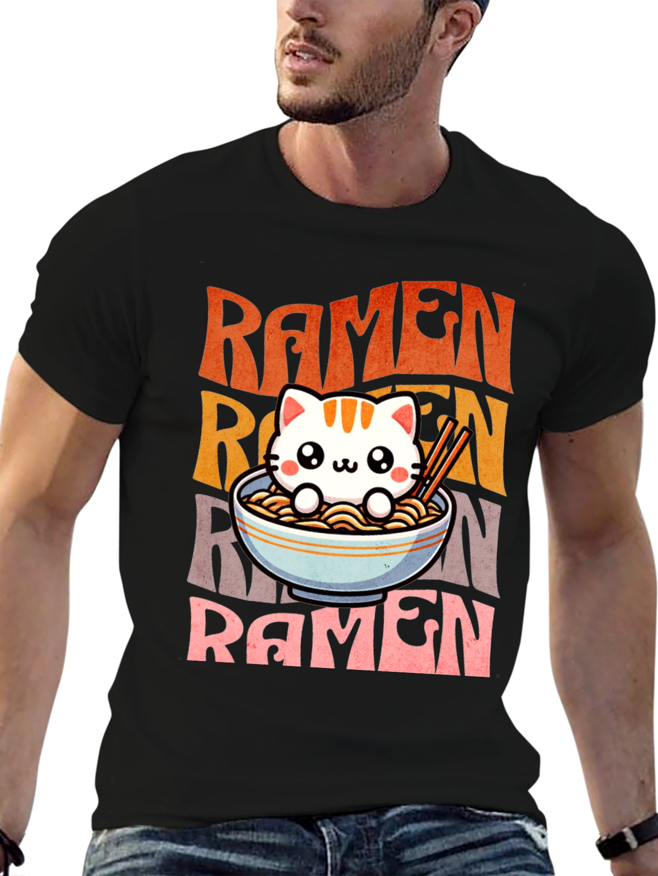 Cute Ramen Cat Graphic Tee - Unisex