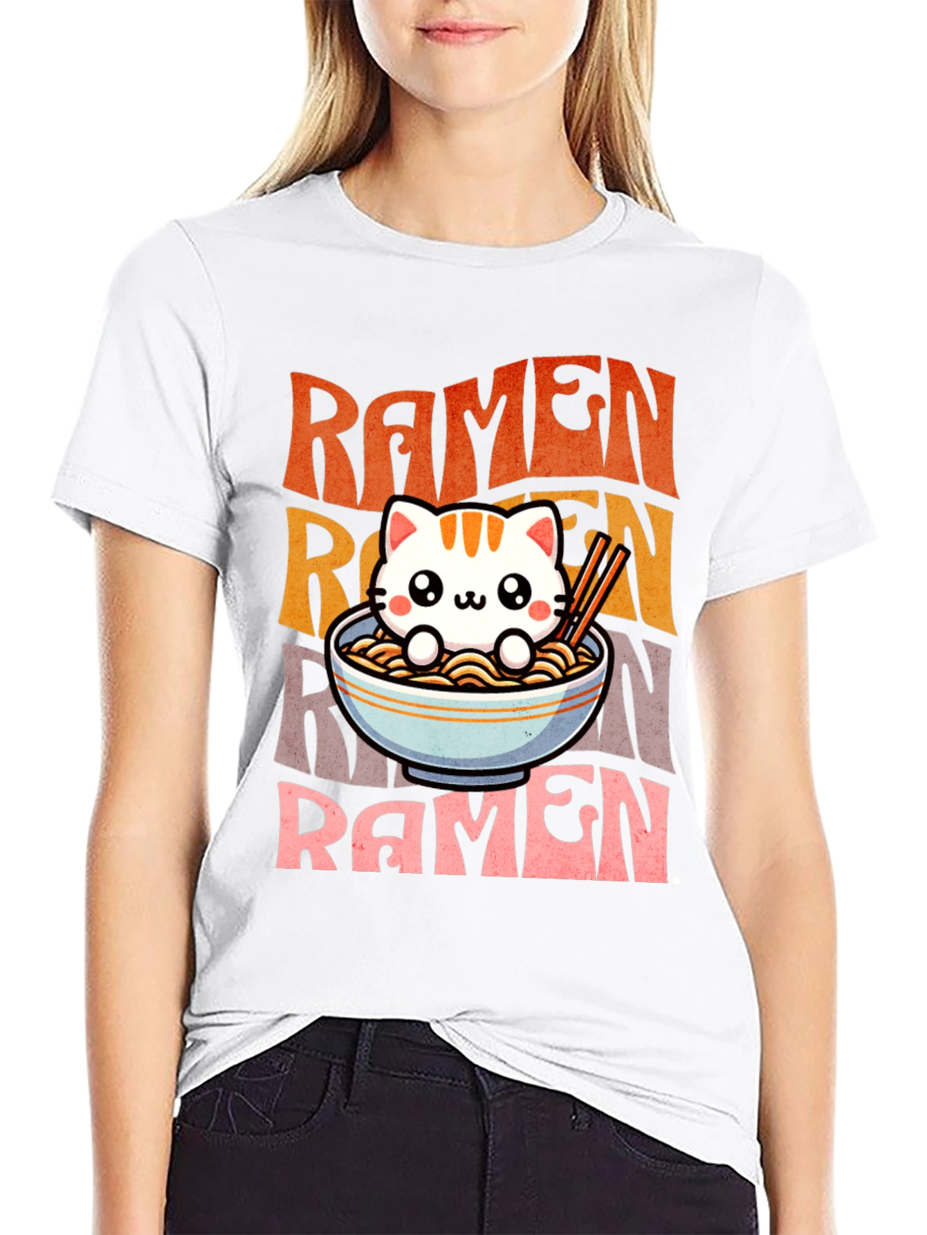 Cute Ramen Cat Graphic Tee - Unisex