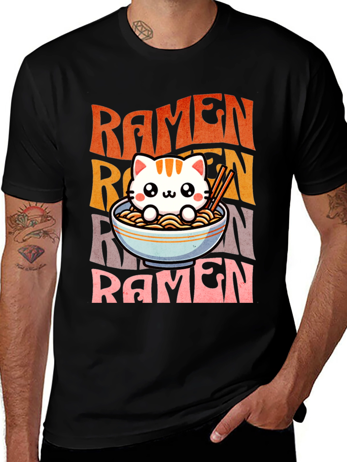 Cute Ramen Cat Graphic Tee - Unisex