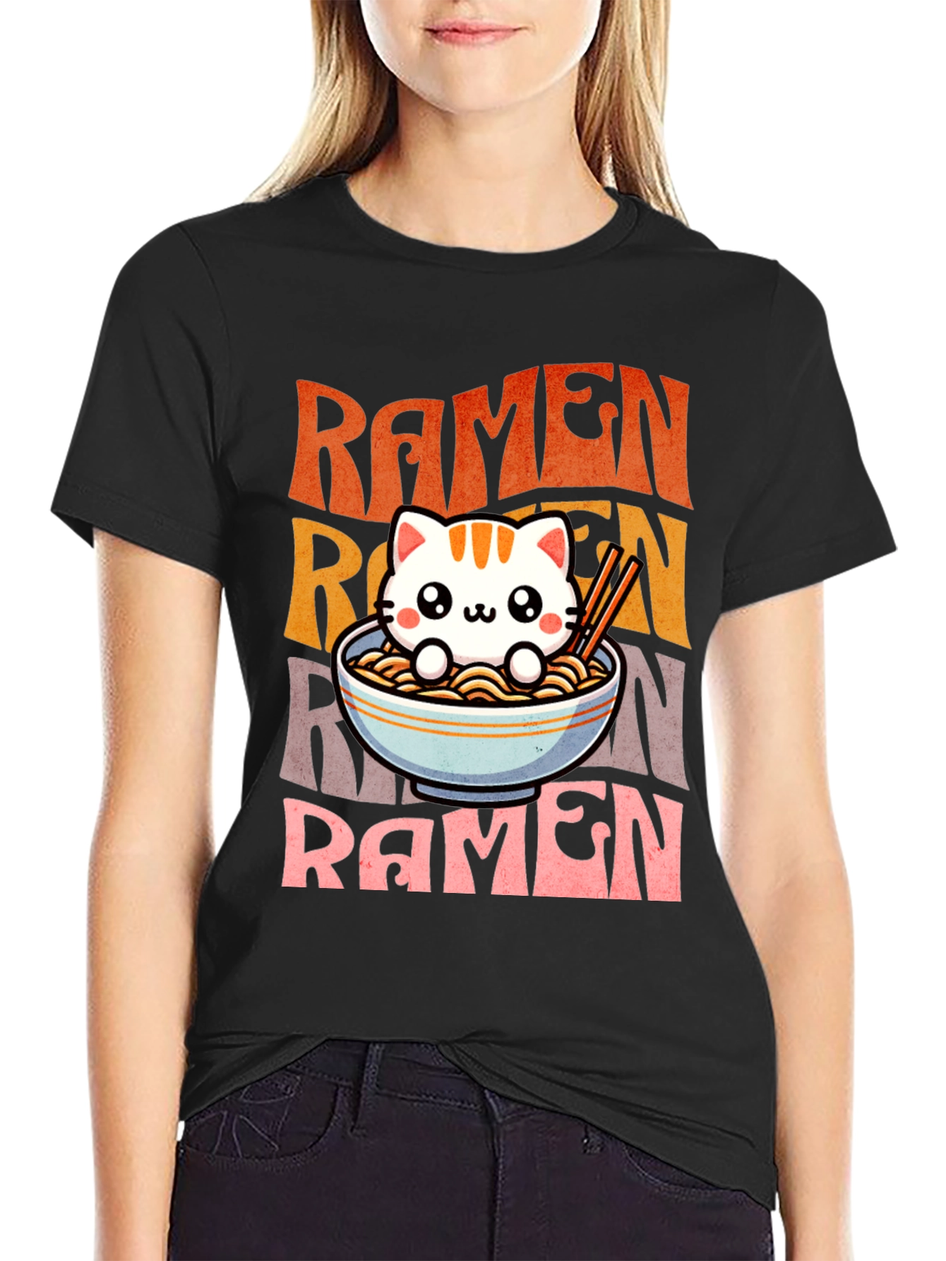 Cute Ramen Cat Graphic Tee - Unisex