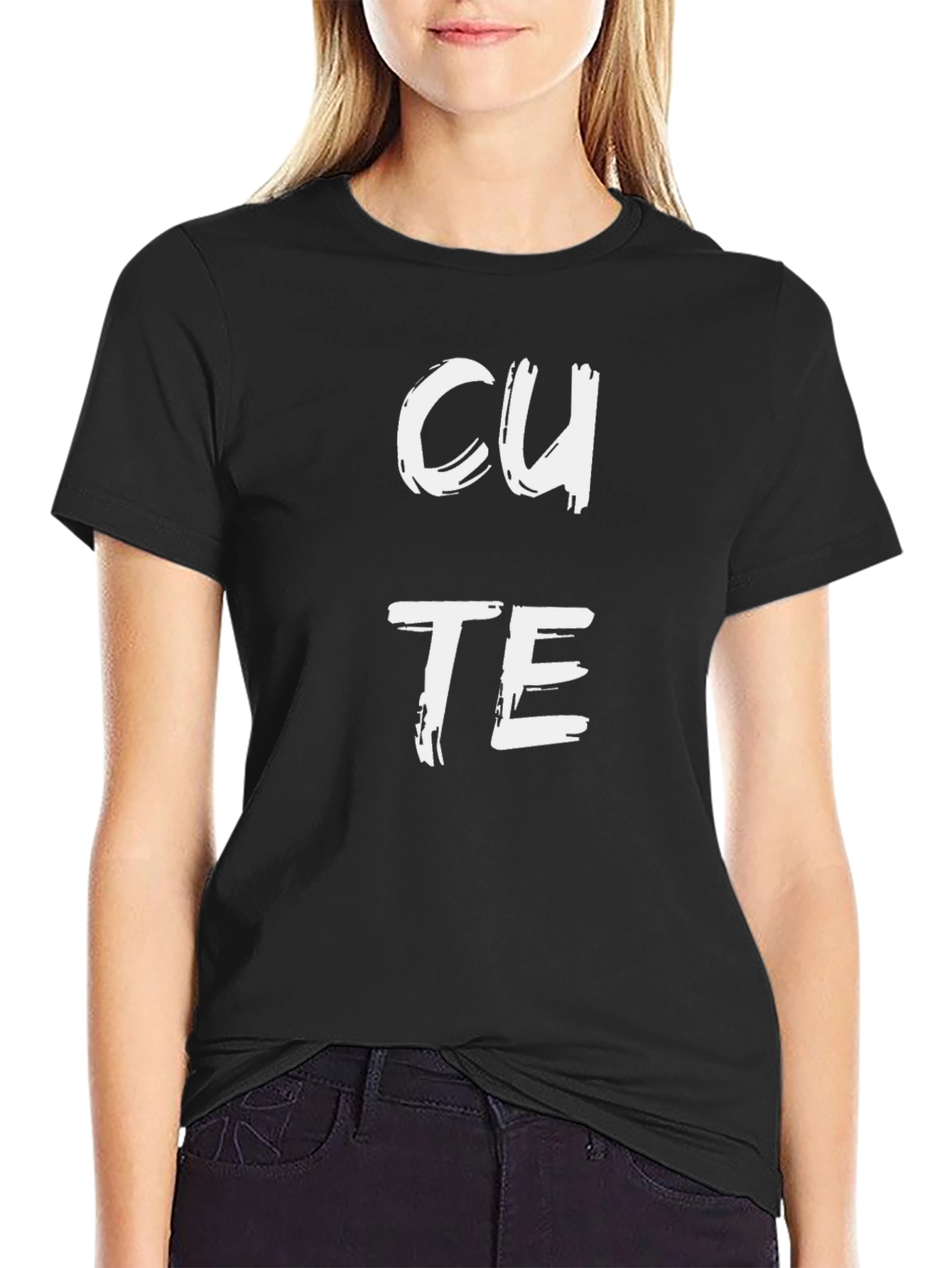 CUTE Graphic Print Black T-Shirt for Men