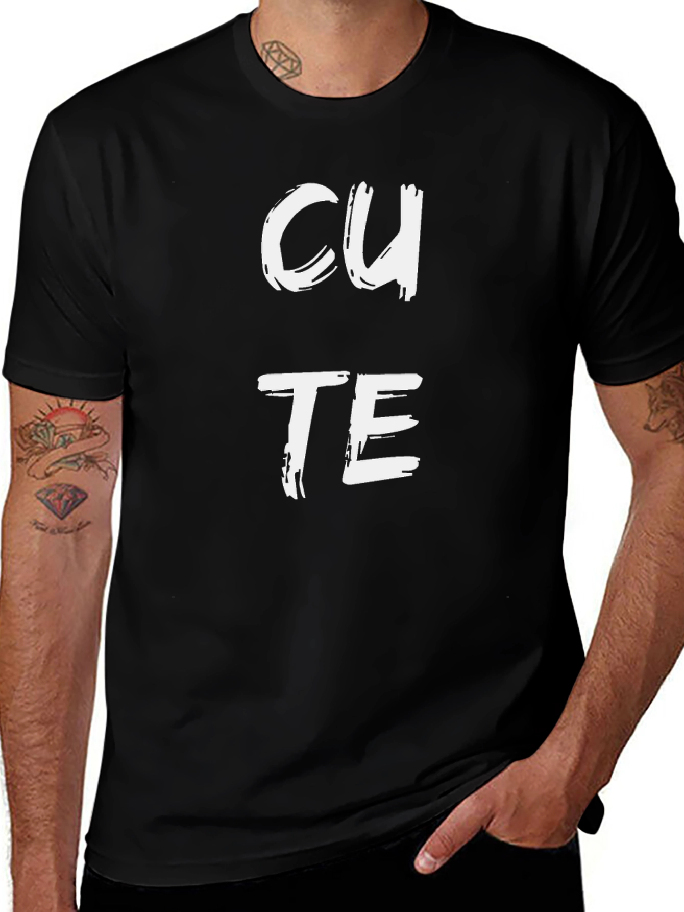 CUTE Graphic Print Black T-Shirt for Men