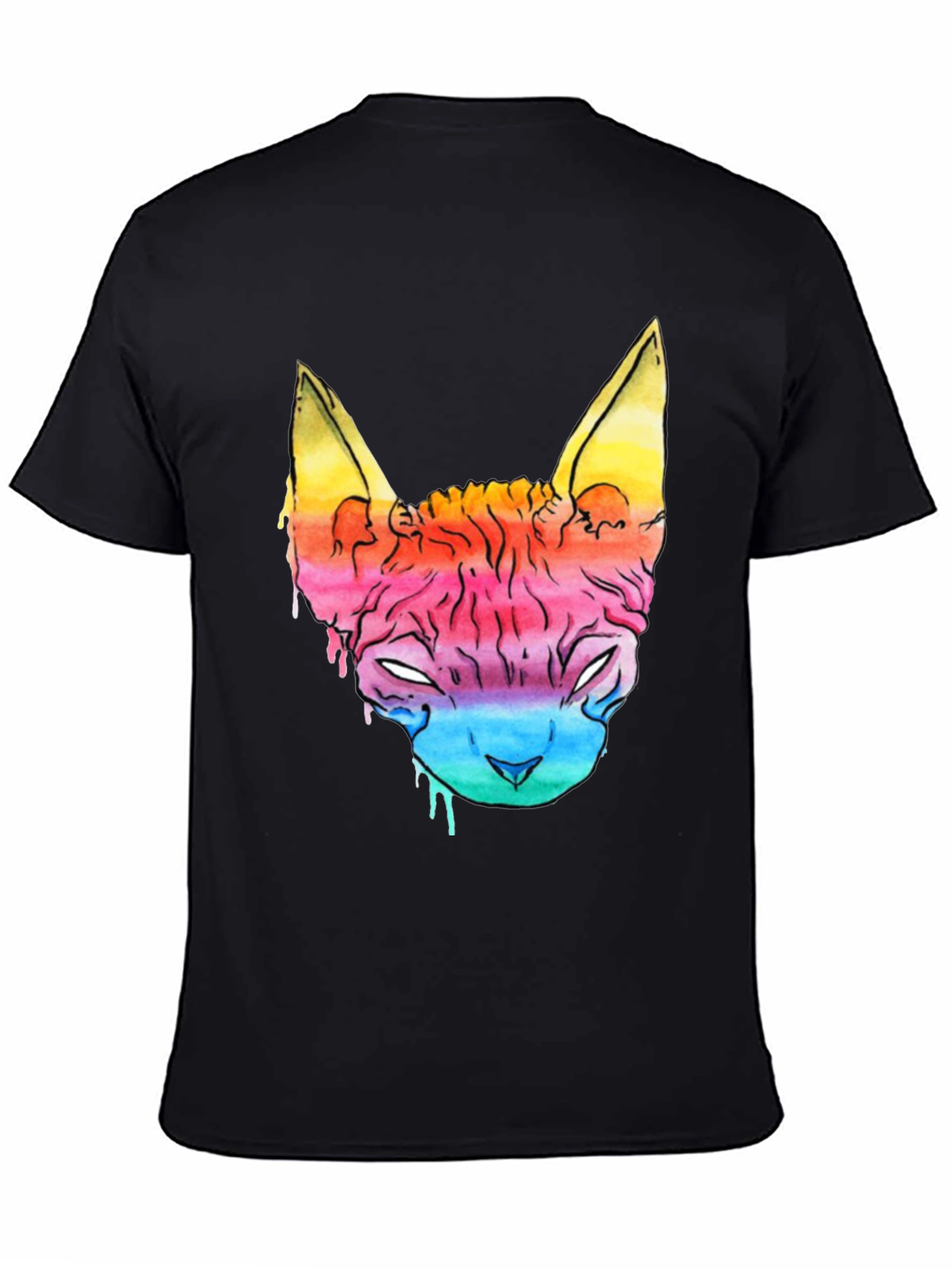 Rainbow Cat Graphic Tee - Mens Black T-Shirt