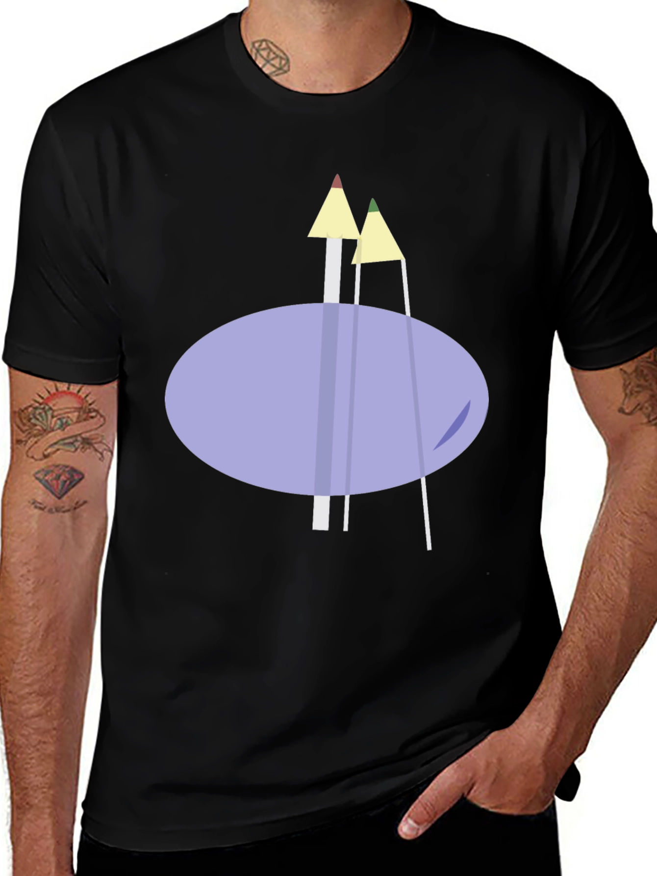 Modern Graphic T-Shirt - Abstract Pencil Design