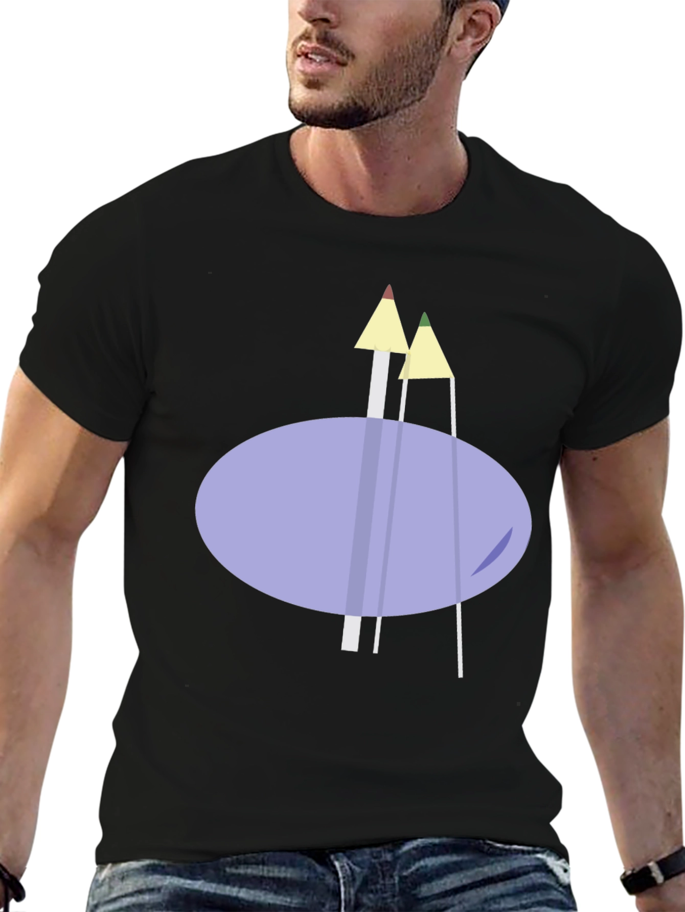 Modern Graphic T-Shirt - Abstract Pencil Design