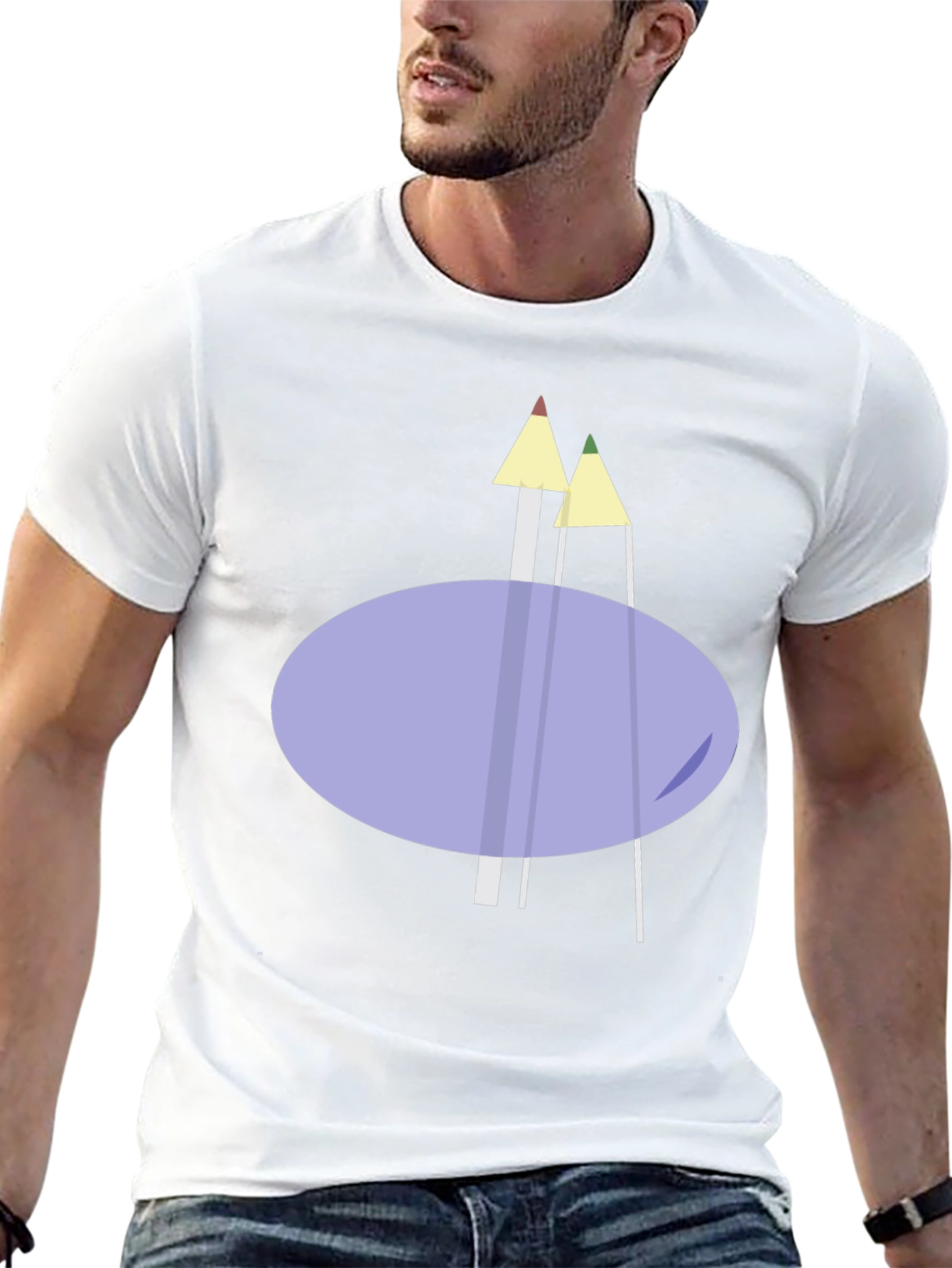 Modern Graphic T-Shirt - Abstract Pencil Design