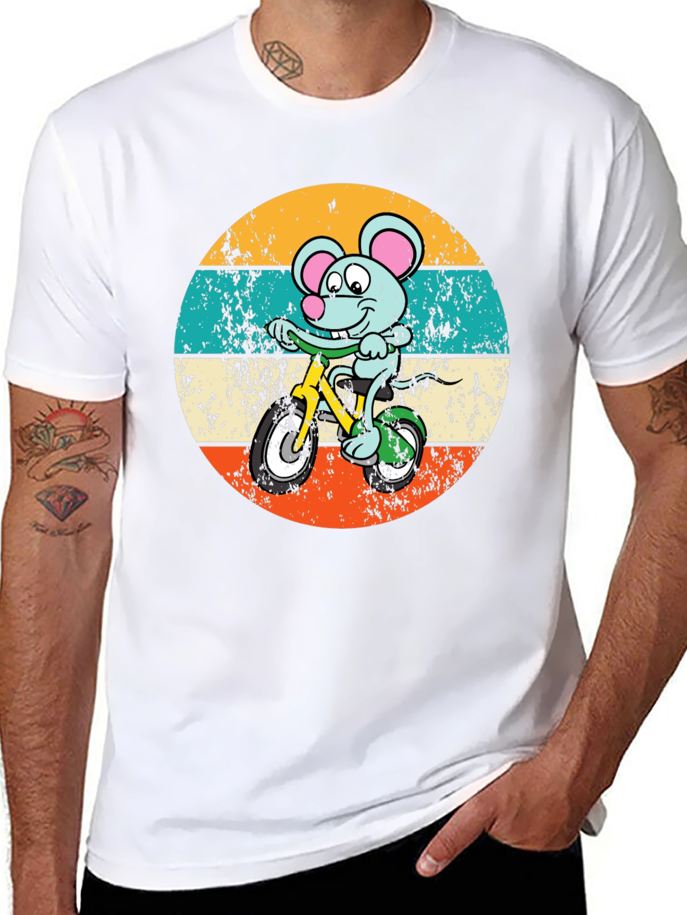 Mouse on Bike Retro T-Shirt
