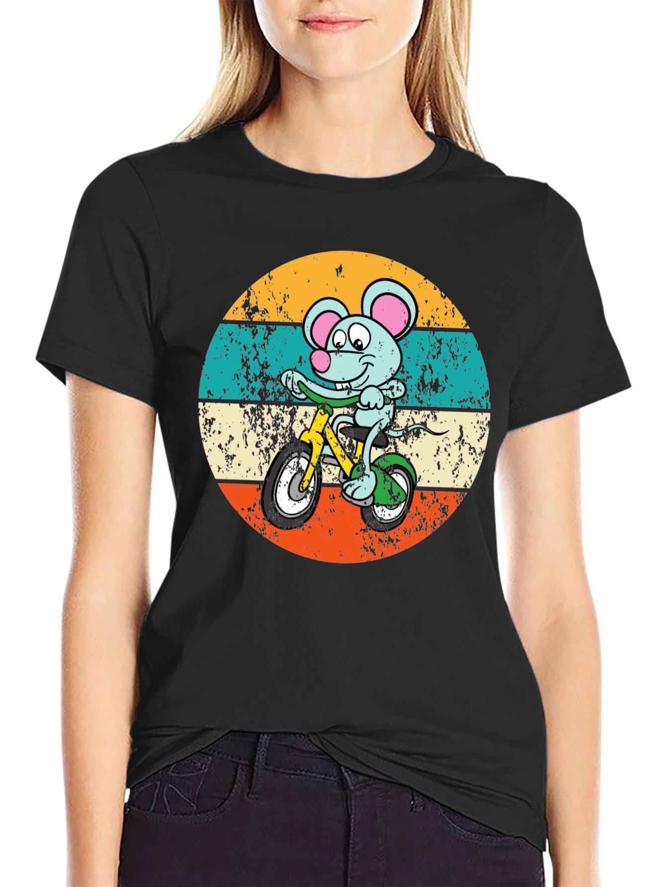 Mouse on Bike Retro T-Shirt