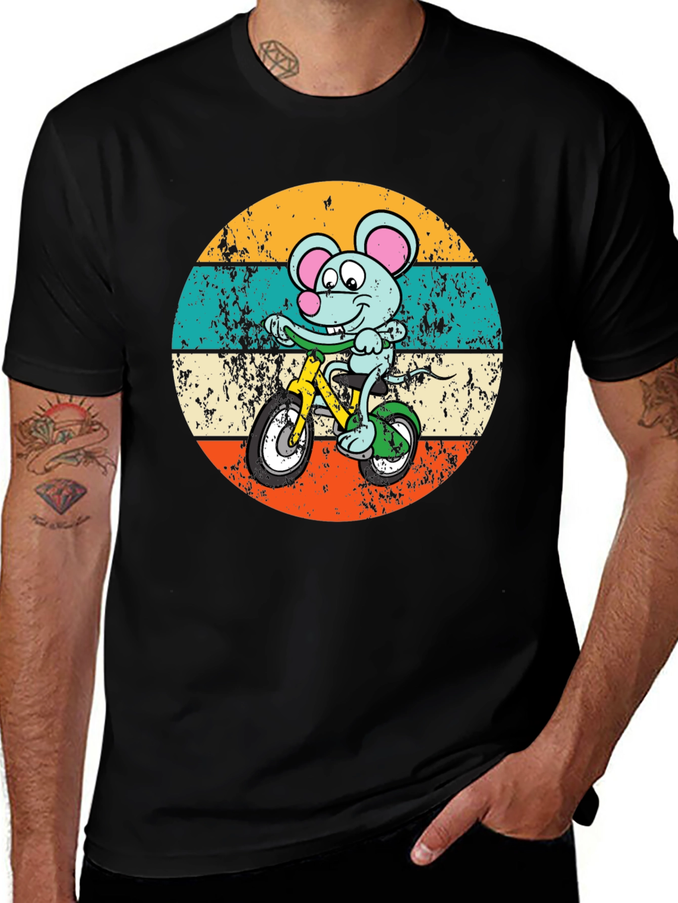 Mouse on Bike Retro T-Shirt