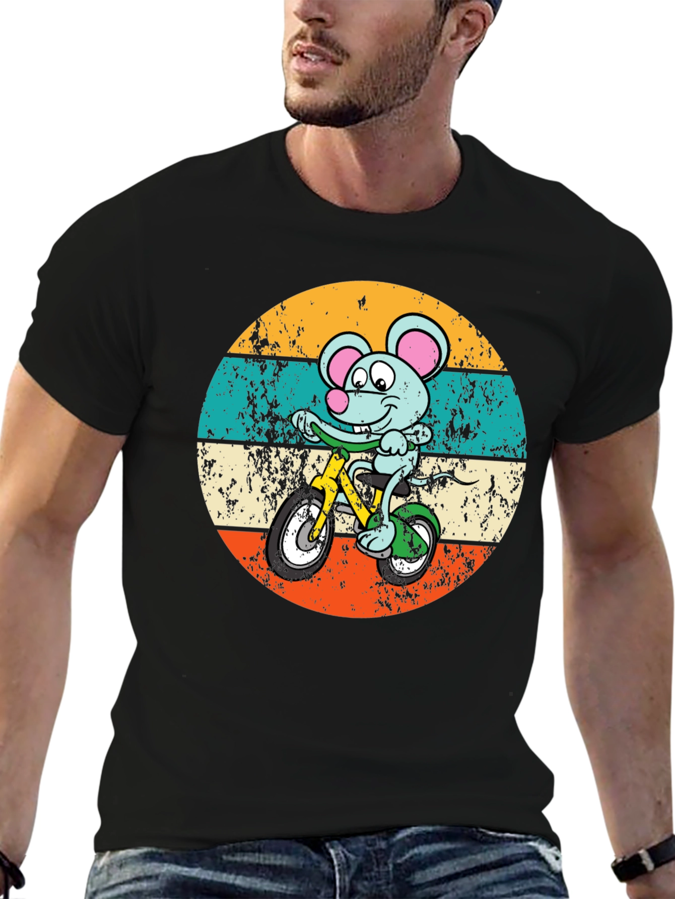 Mouse on Bike Retro T-Shirt