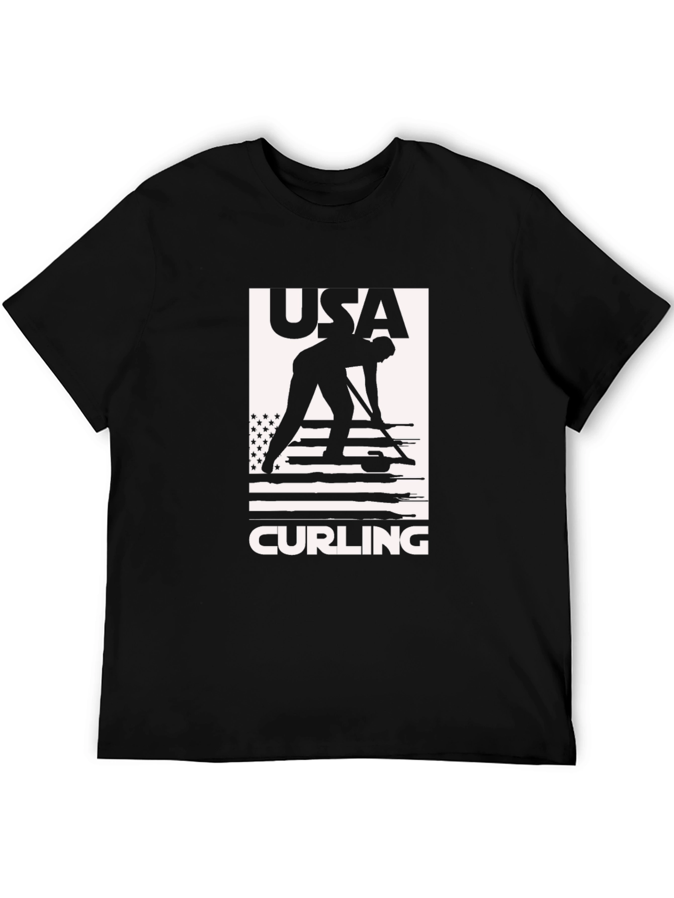 USA Curling Graphic Tee - Black