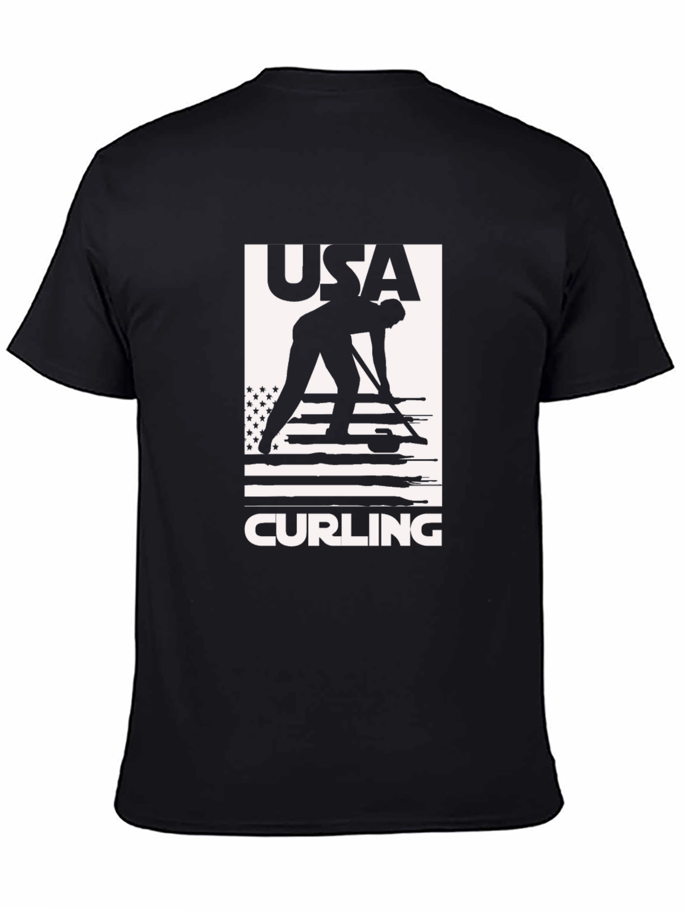 USA Curling Graphic Tee - Black