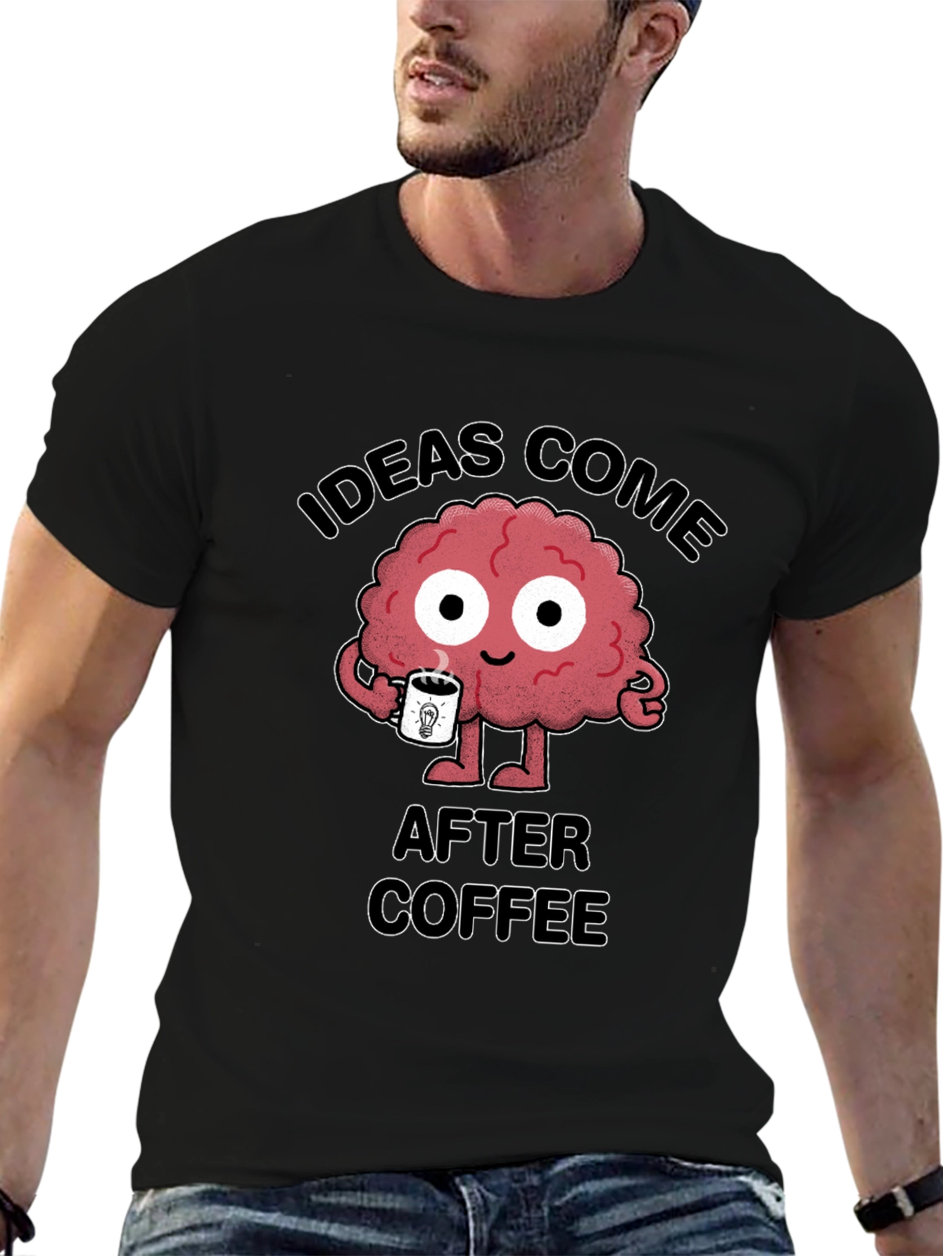 Ideas Come After Coffee Brain T-Shirt