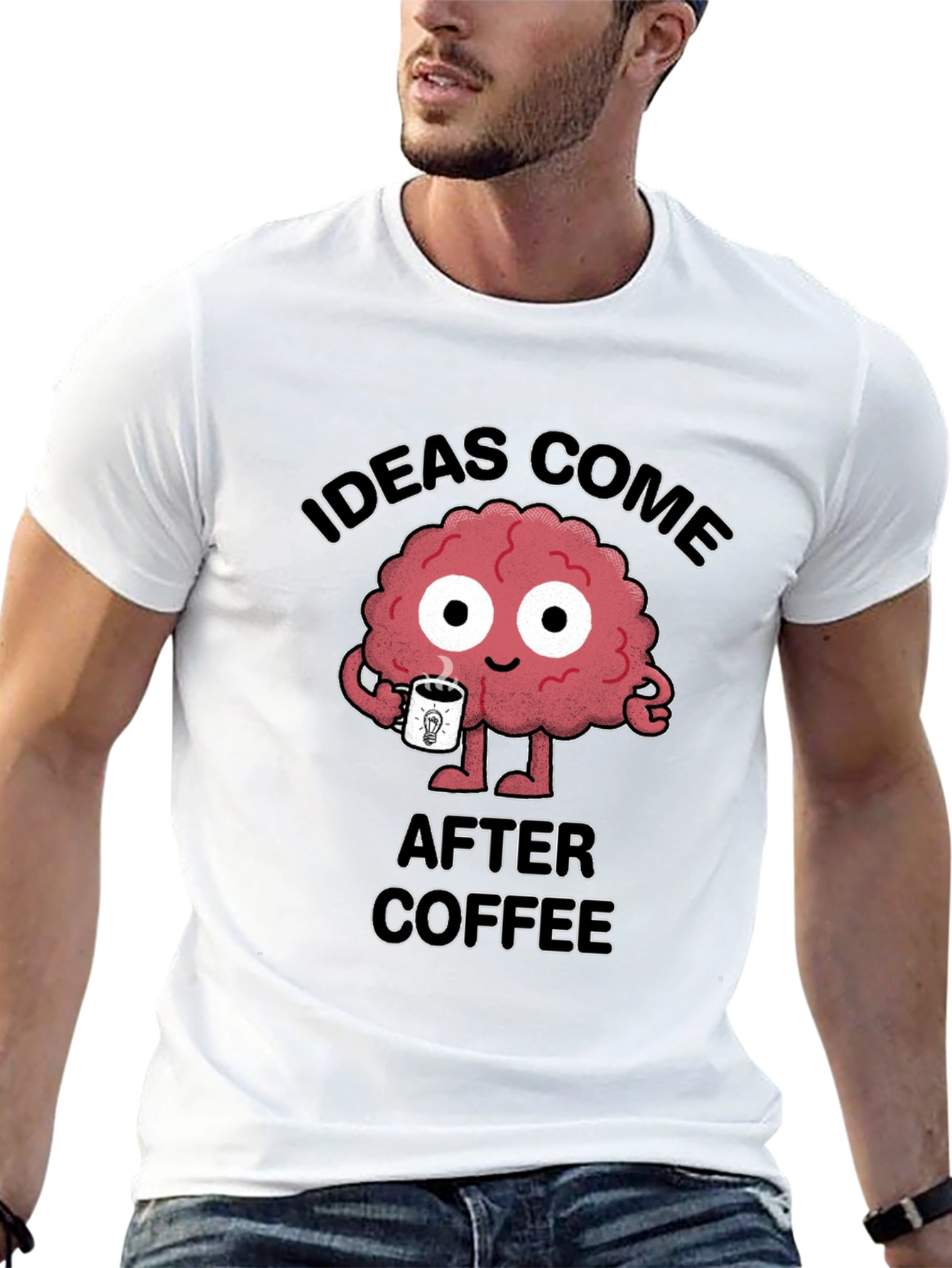 Ideas Come After Coffee Brain T-Shirt