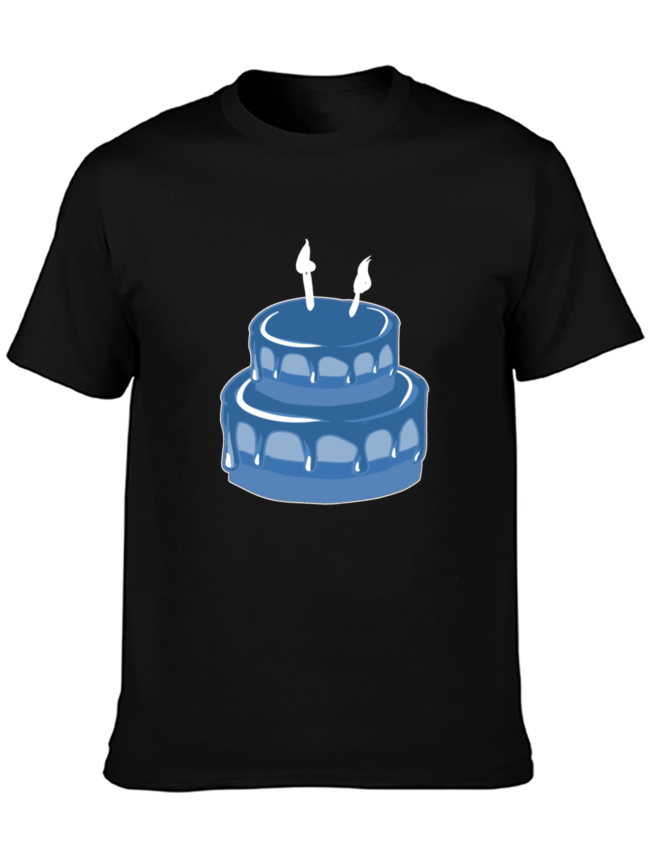 Birthday Cake Graphic Tee - Black Cotton T-Shirt