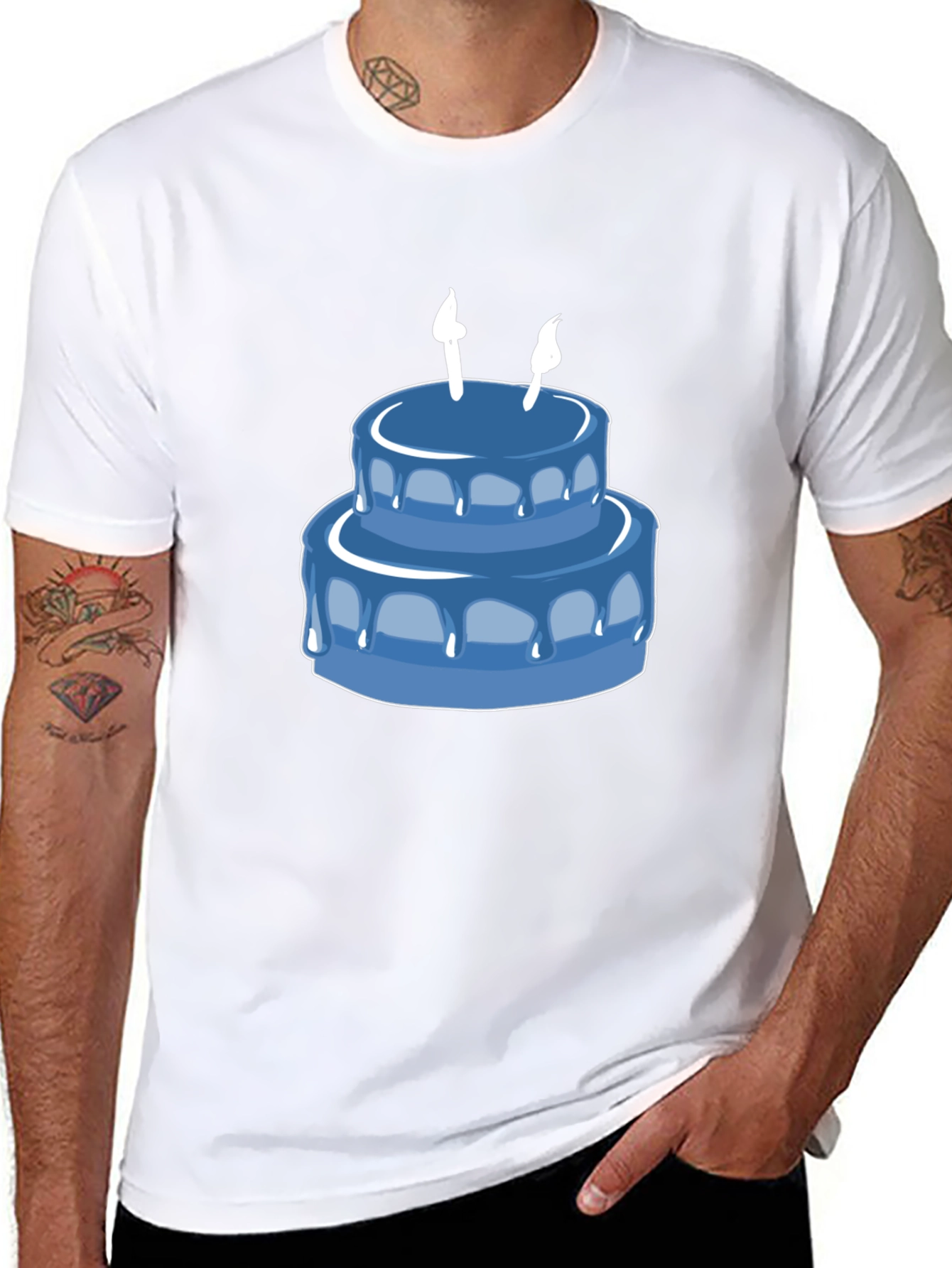 Birthday Cake Graphic Tee - Black Cotton T-Shirt