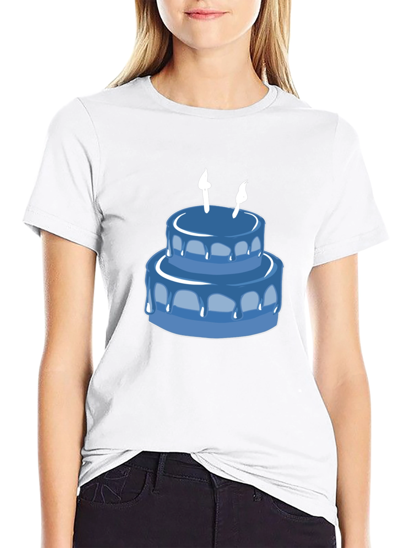 Birthday Cake Graphic Tee - Black Cotton T-Shirt