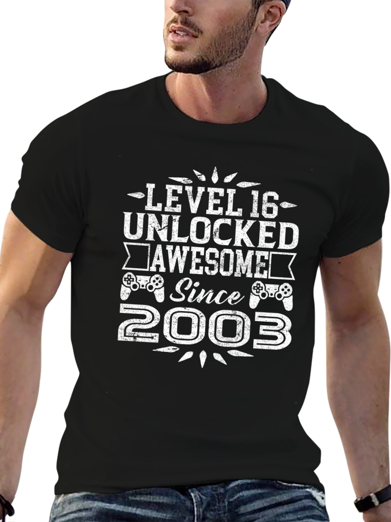 Level 16 Unlocked Awesome Since 2003 Black T-Shirt