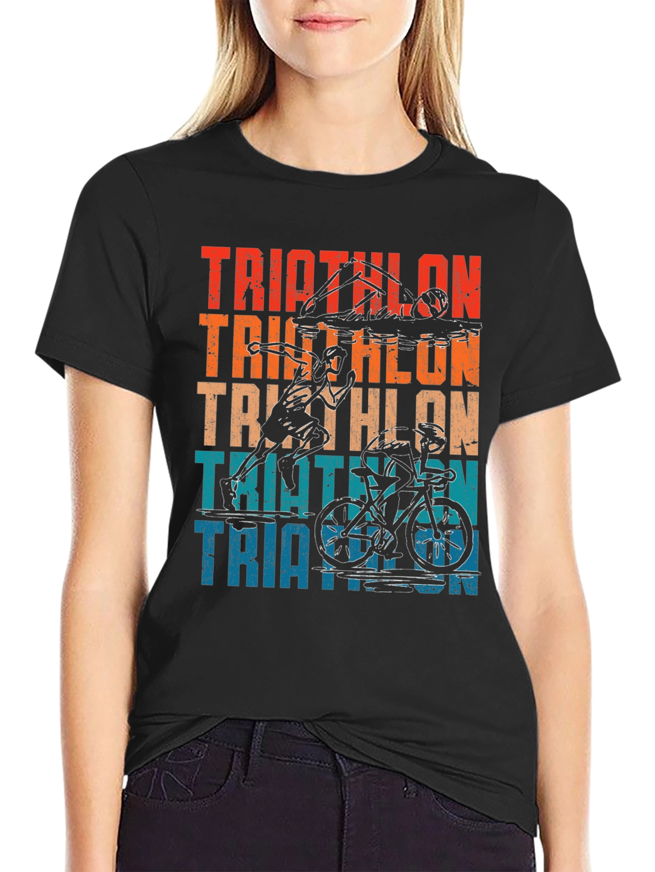 Triathlon Graphic T-Shirt - Swimmer Runner Cyclist