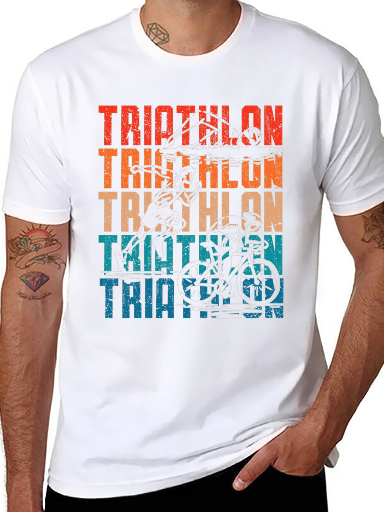 Triathlon Graphic T-Shirt - Swimmer Runner Cyclist