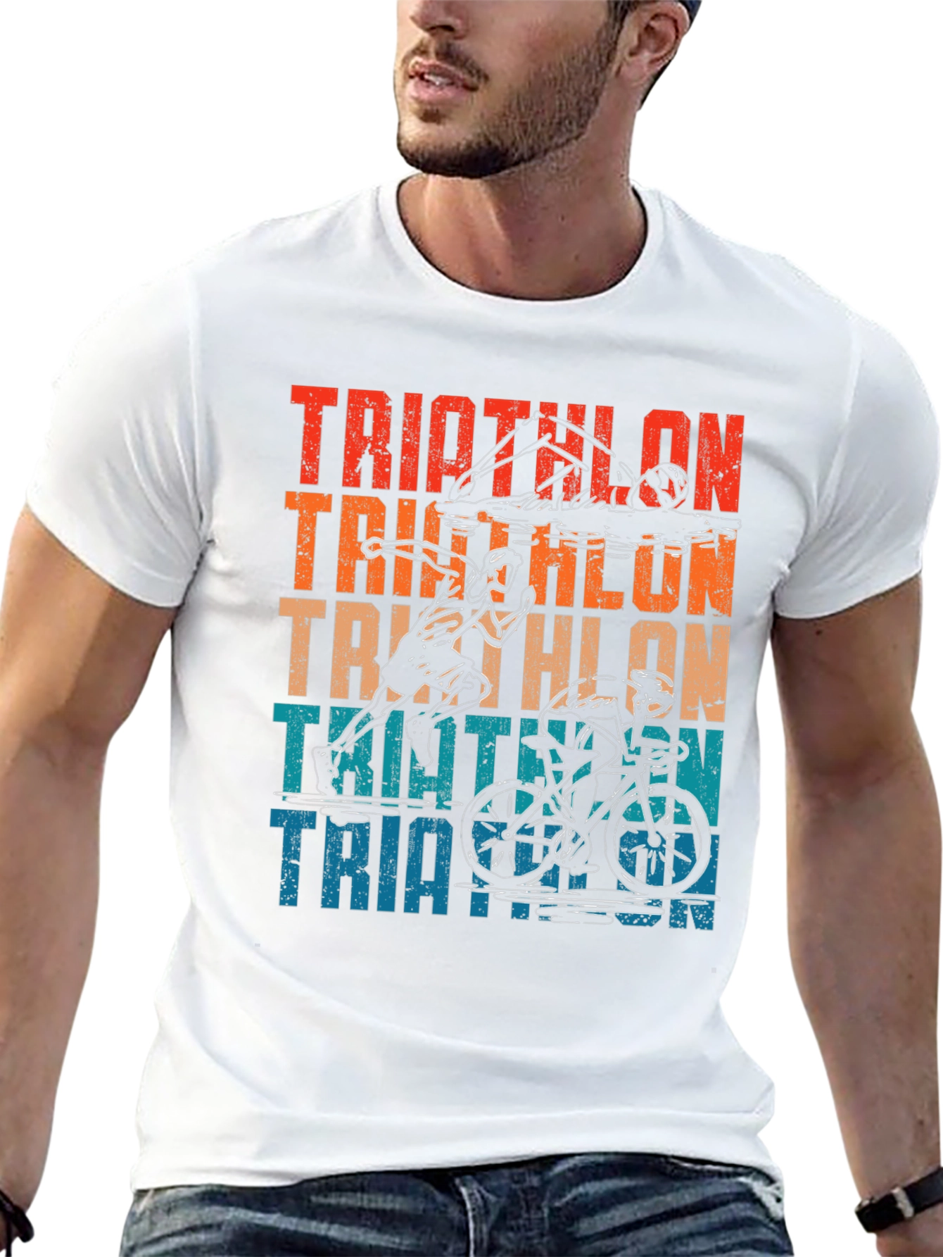 Triathlon Graphic T-Shirt - Swimmer Runner Cyclist