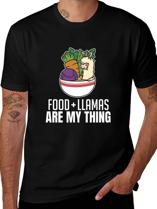Food and Llamas T-Shirt: Graphic Tee