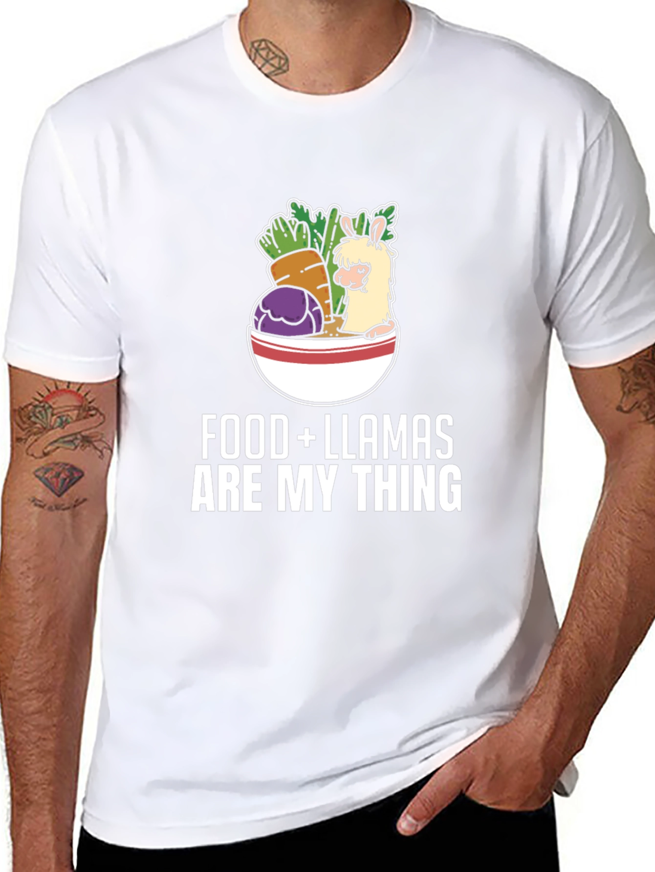 Food and Llamas T-Shirt: Graphic Tee