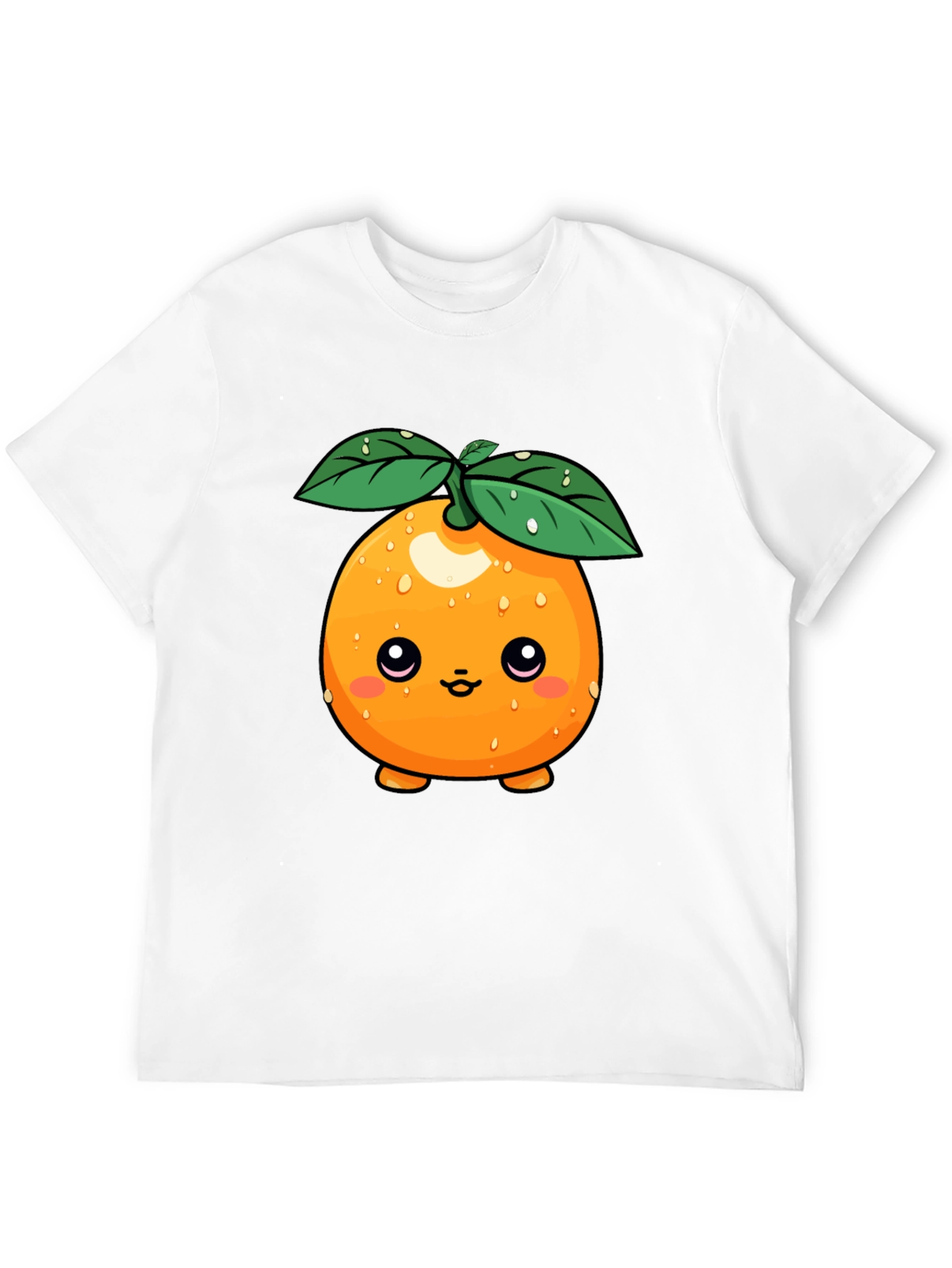 Cute Orange Fruit Cartoon Graphic Black T-Shirt