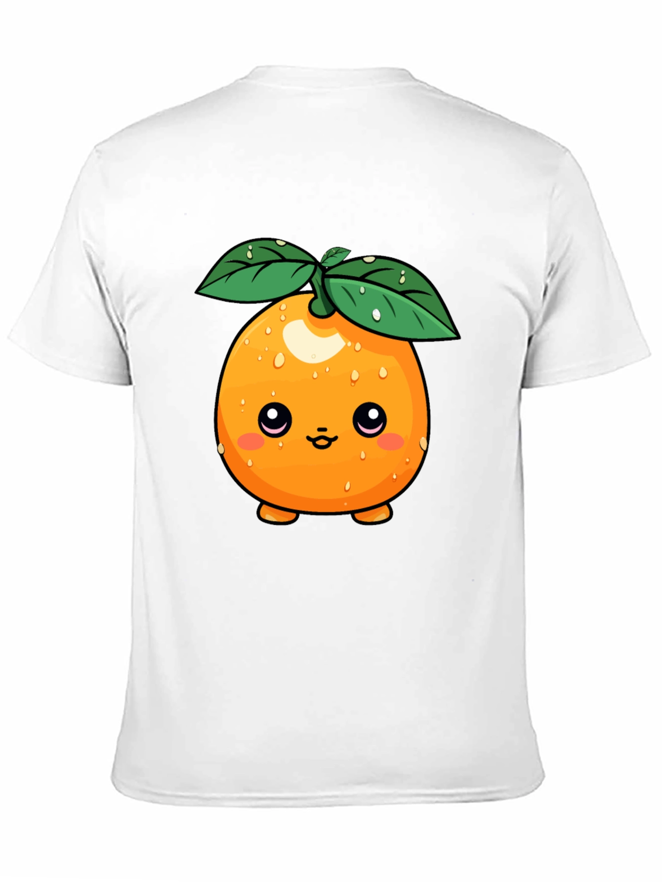 Cute Orange Fruit Cartoon Graphic Black T-Shirt