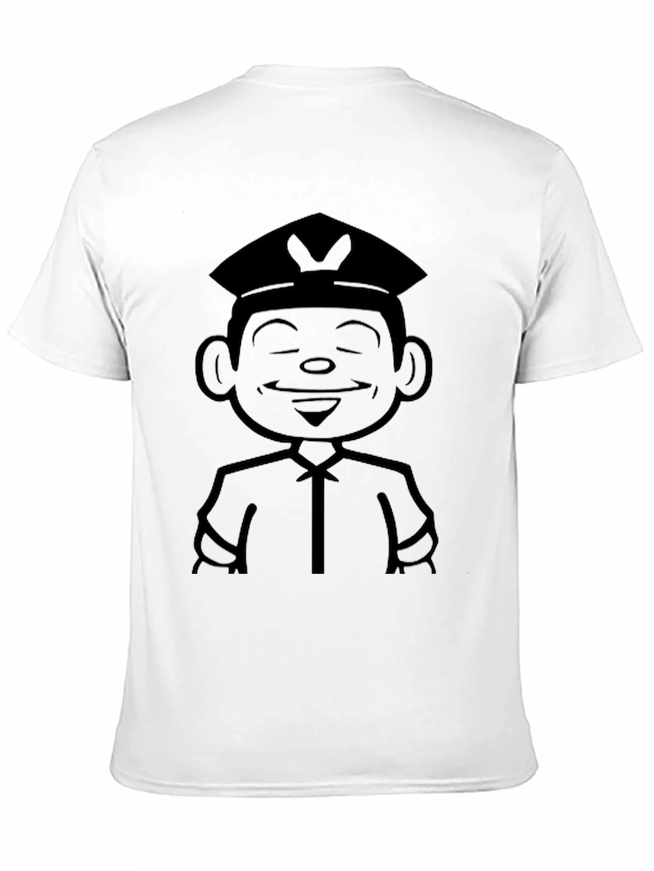 Cartoon Cop Graphic Tee - Black Cotton T-Shirt