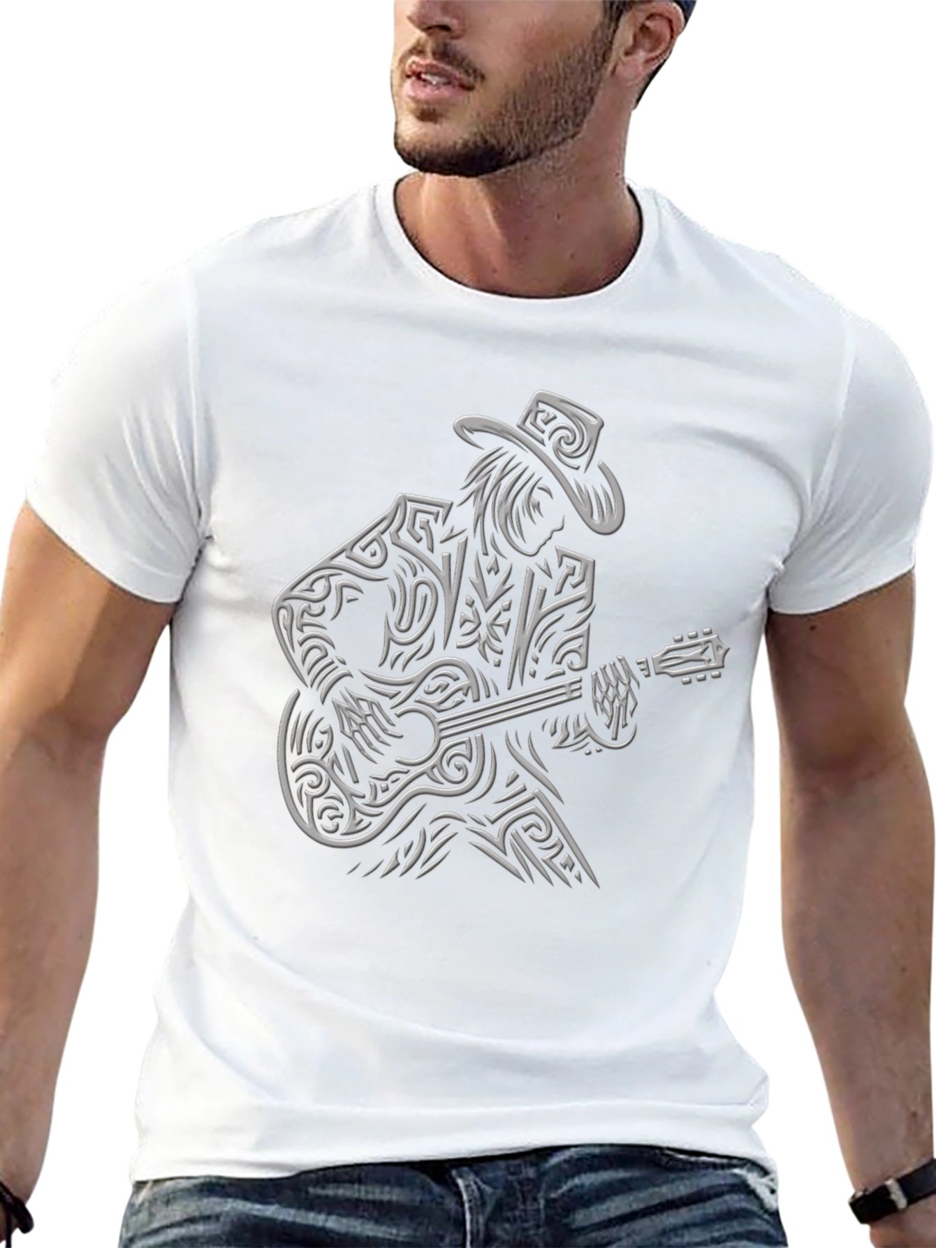 Cool Guitar Player Black T-Shirt