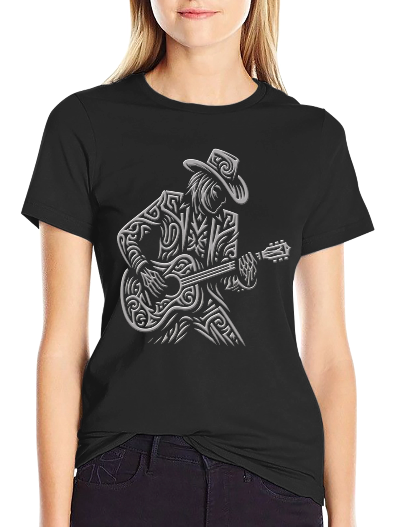 Cool Guitar Player Black T-Shirt