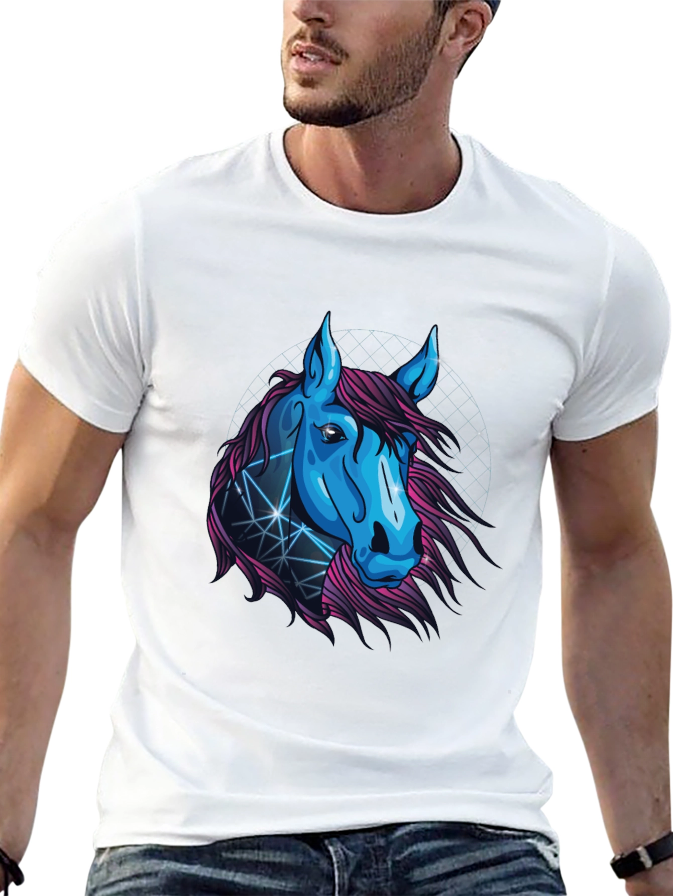 Abstract Horse Graphic Tee - Mens Black T-Shirt