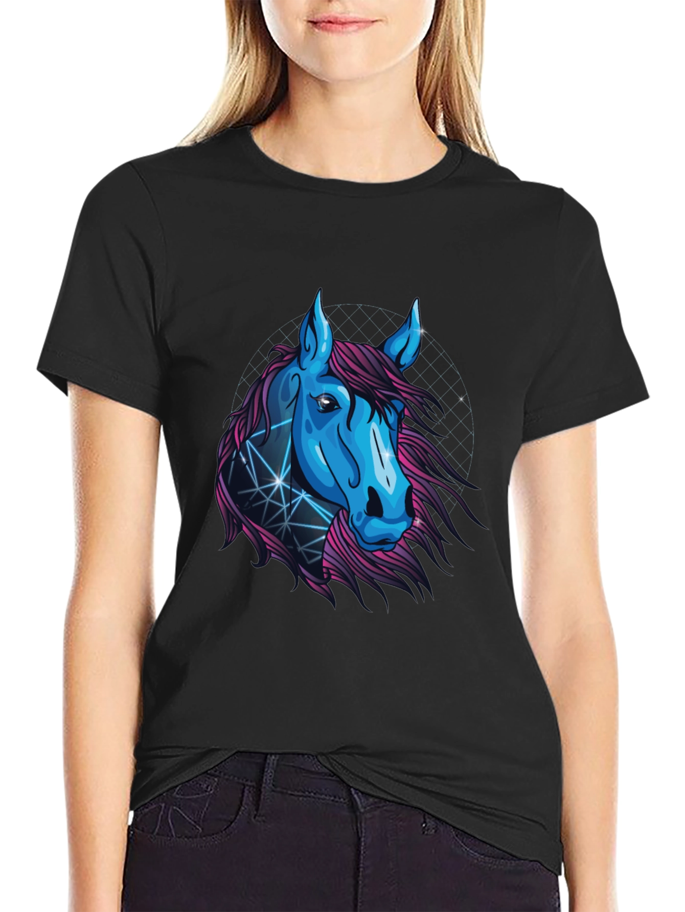 Abstract Horse Graphic Tee - Mens Black T-Shirt