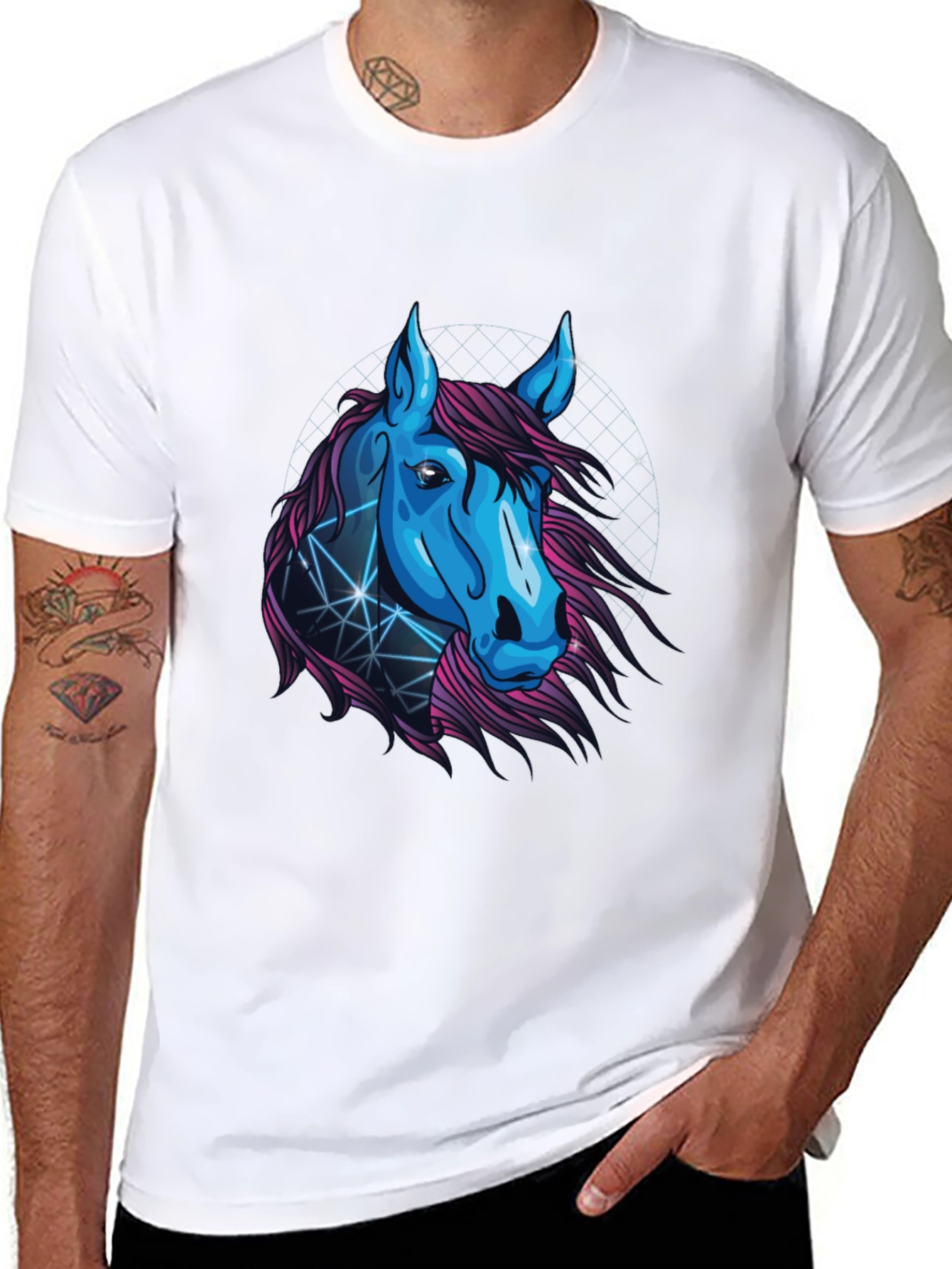 Abstract Horse Graphic Tee - Mens Black T-Shirt