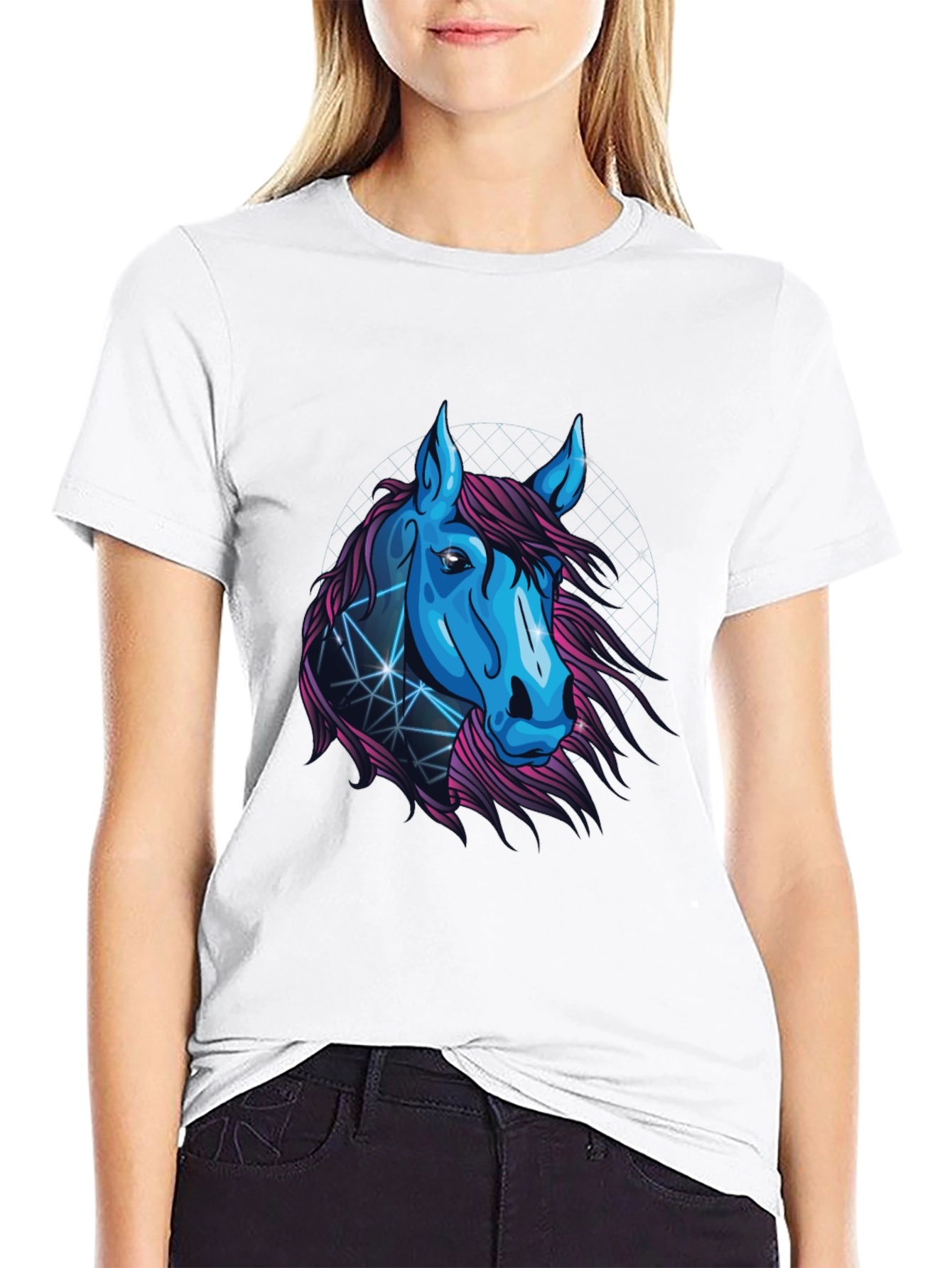 Abstract Horse Graphic Tee - Mens Black T-Shirt