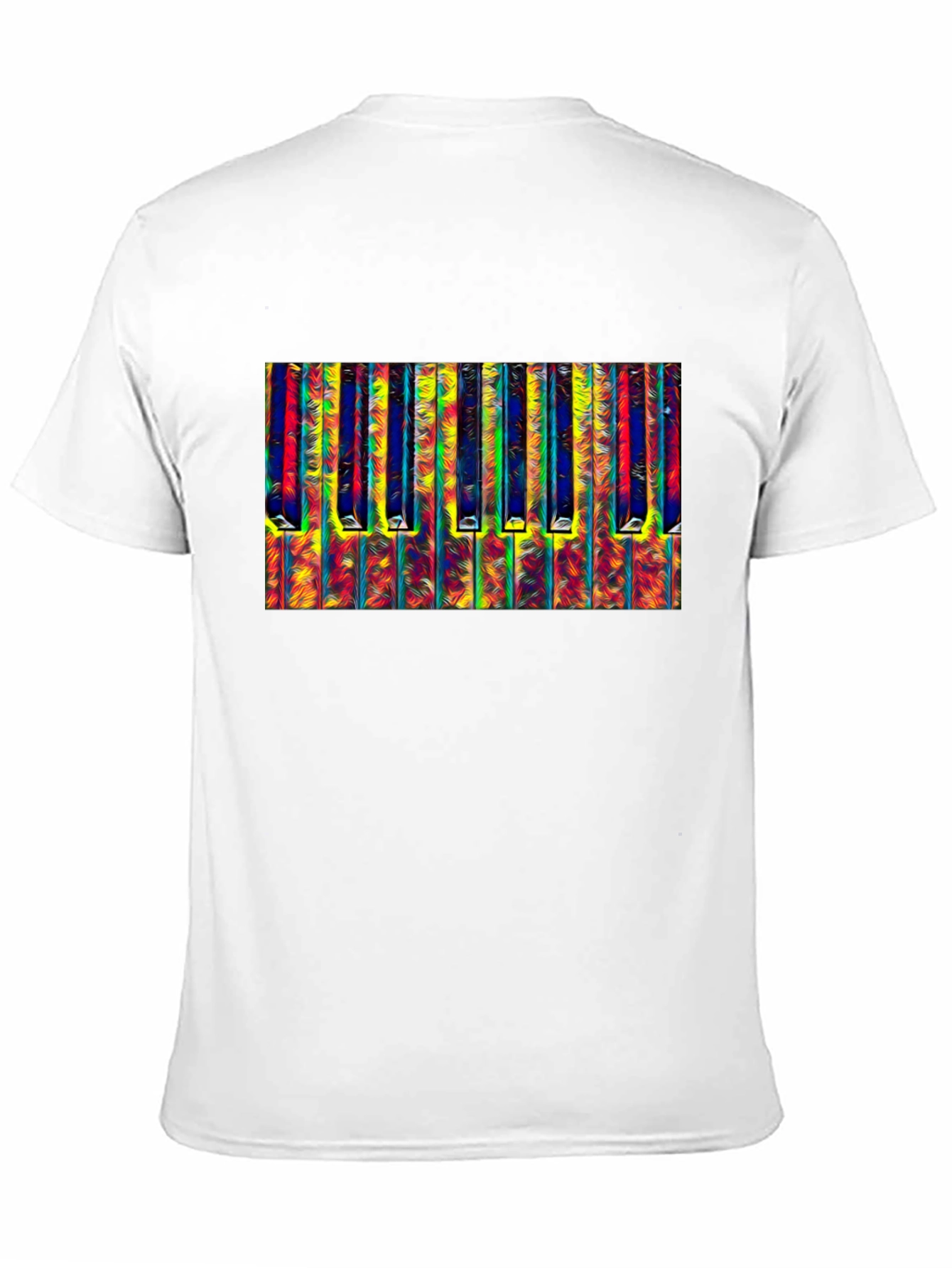 Abstract Piano Keys Graphic Tee - Black Cotton T-Shirt