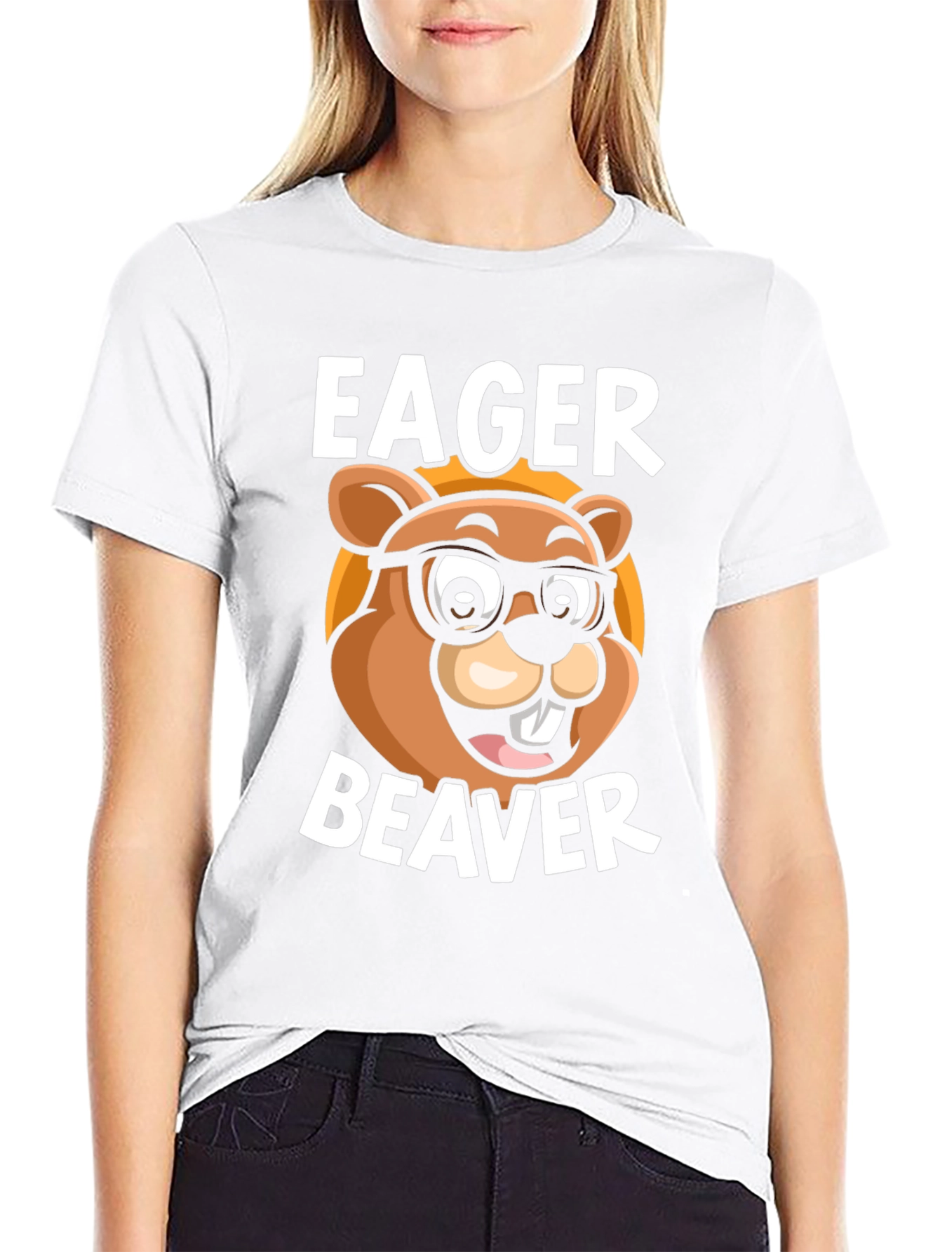 Eager Beaver Cartoon Graphic T-Shirt