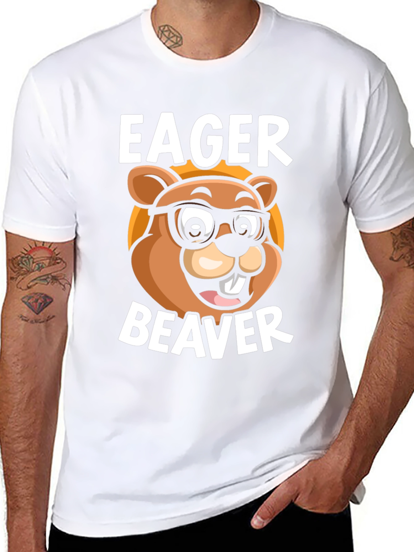Eager Beaver Cartoon Graphic T-Shirt