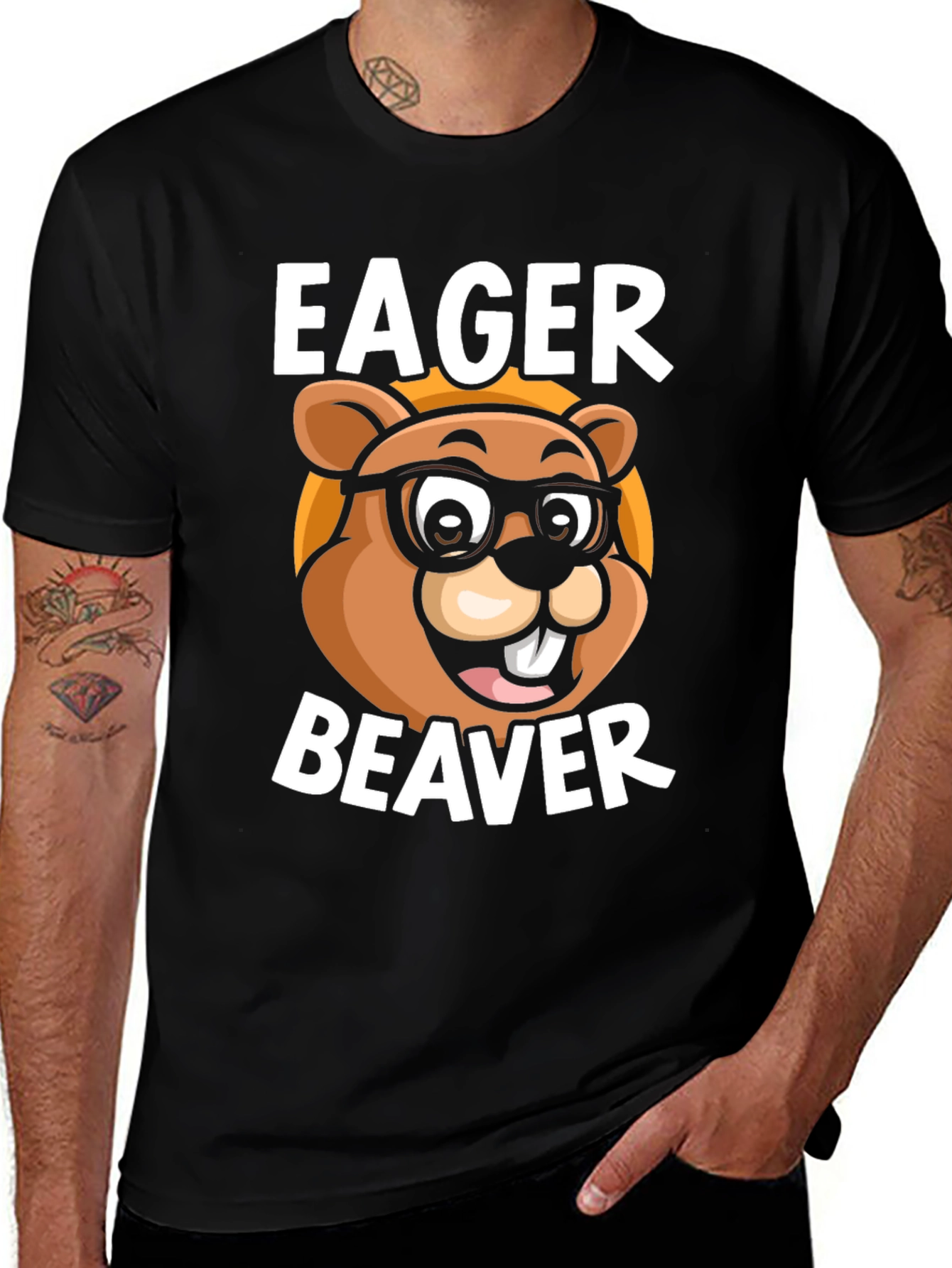 Eager Beaver Cartoon Graphic T-Shirt