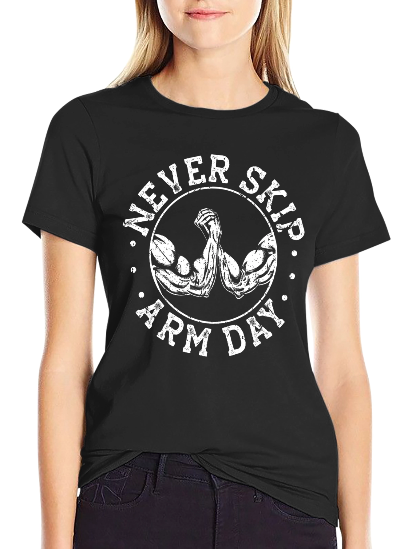 Never Skip Arm Day Black T-Shirt