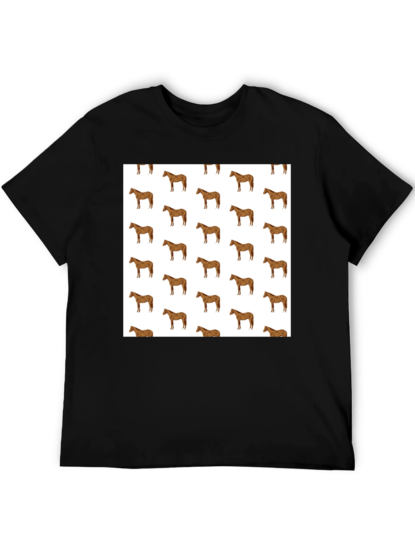 Horse Patterned Tee - Stylish Graphic T-Shirt